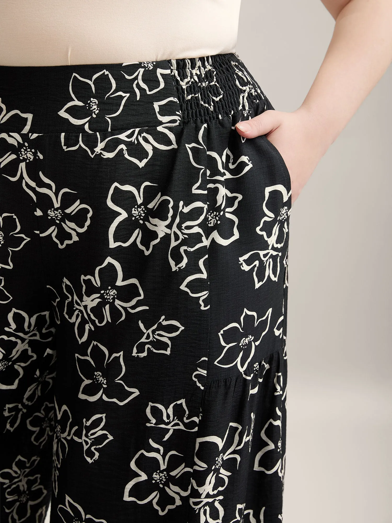 Floral Shirred Waist Wide-Leg Pants sold by Bloomchic product image thumbnail 2