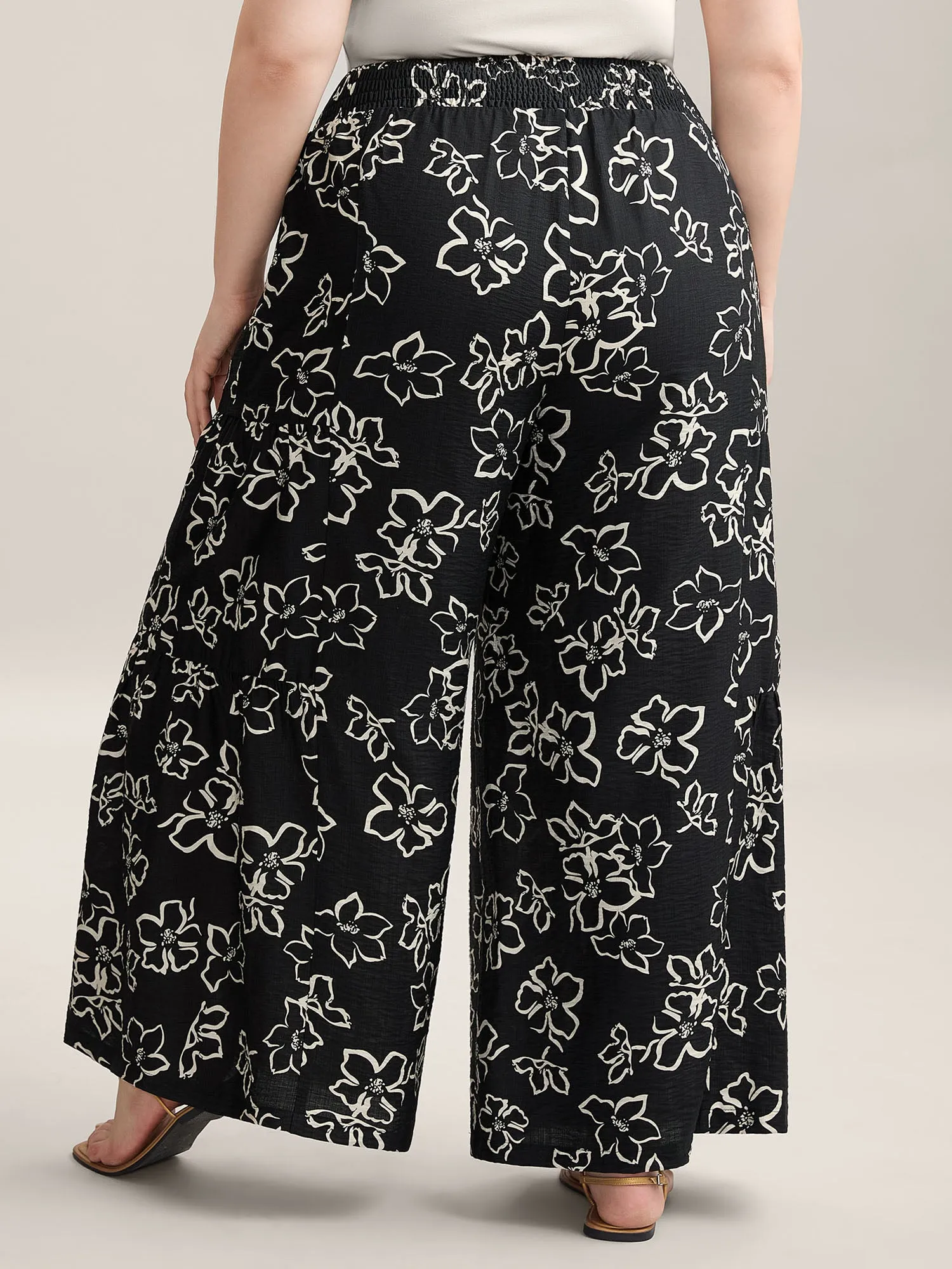 Floral Shirred Waist Wide-Leg Pants sold by Bloomchic product image thumbnail 4