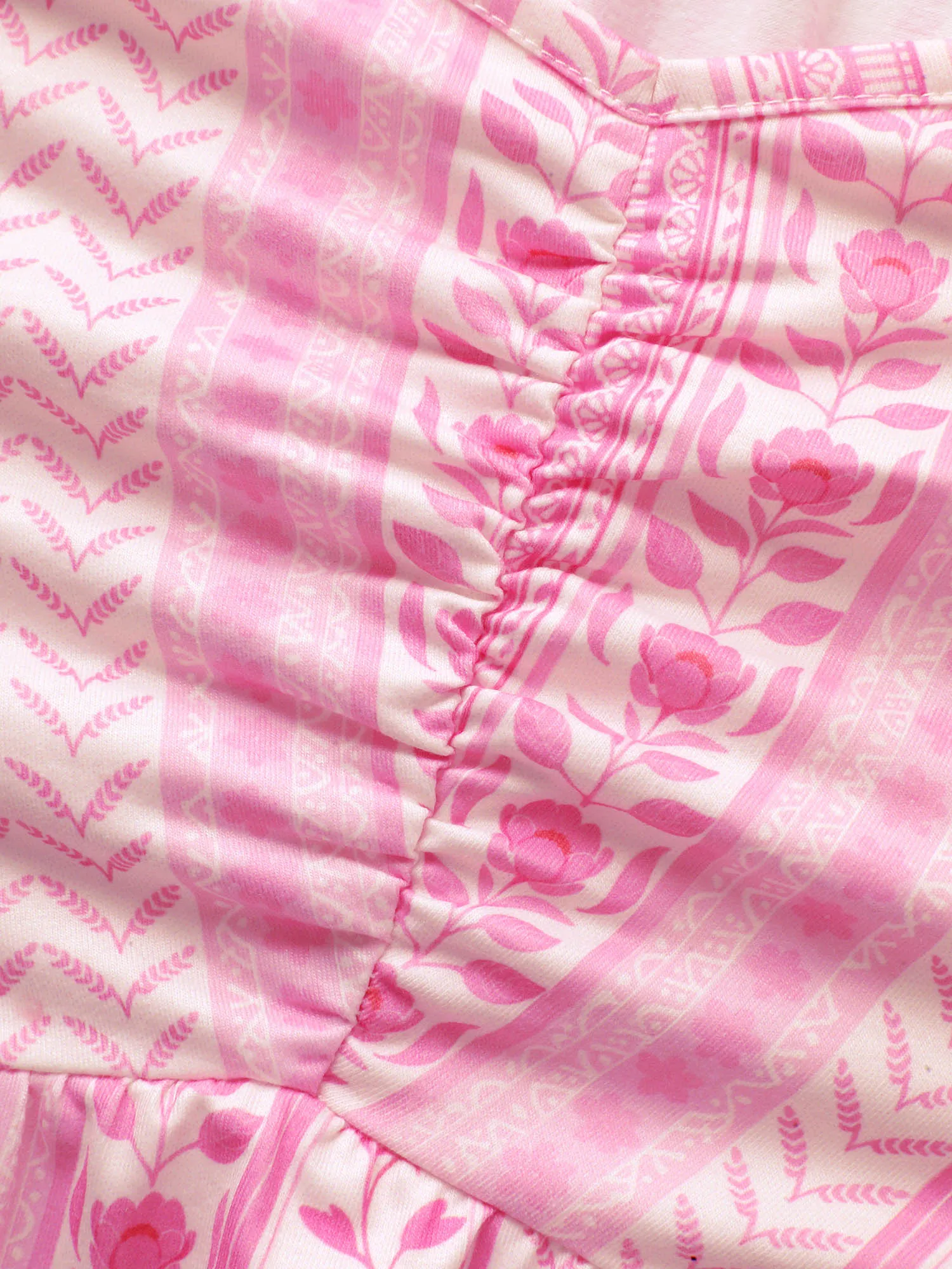 Floral Stripes Pleated Sweetheart Neck Top sold by Bloomchic product image thumbnail 5