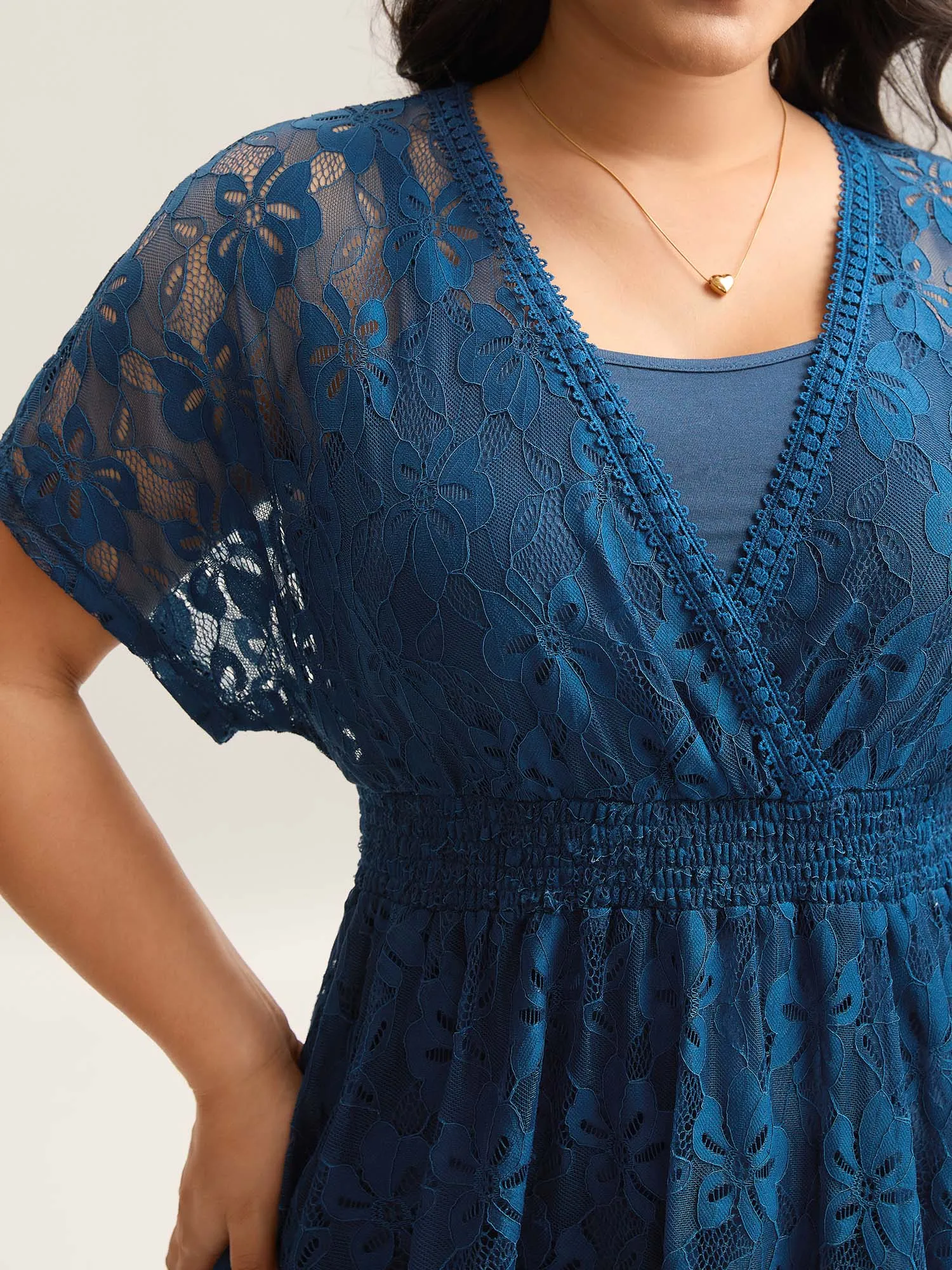 Stretchy Two-Piece Lace Trim Sheer Top sold by Bloomchic product image thumbnail 5