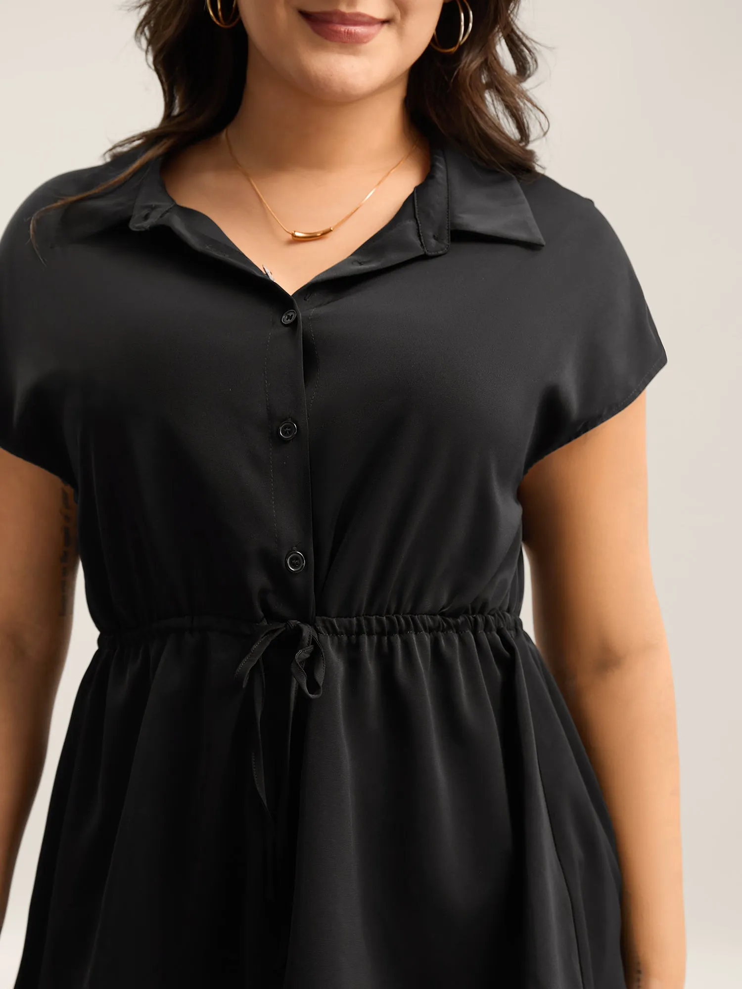 Solid Drawstring Waist Blouse sold by Bloomchic product image thumbnail 2