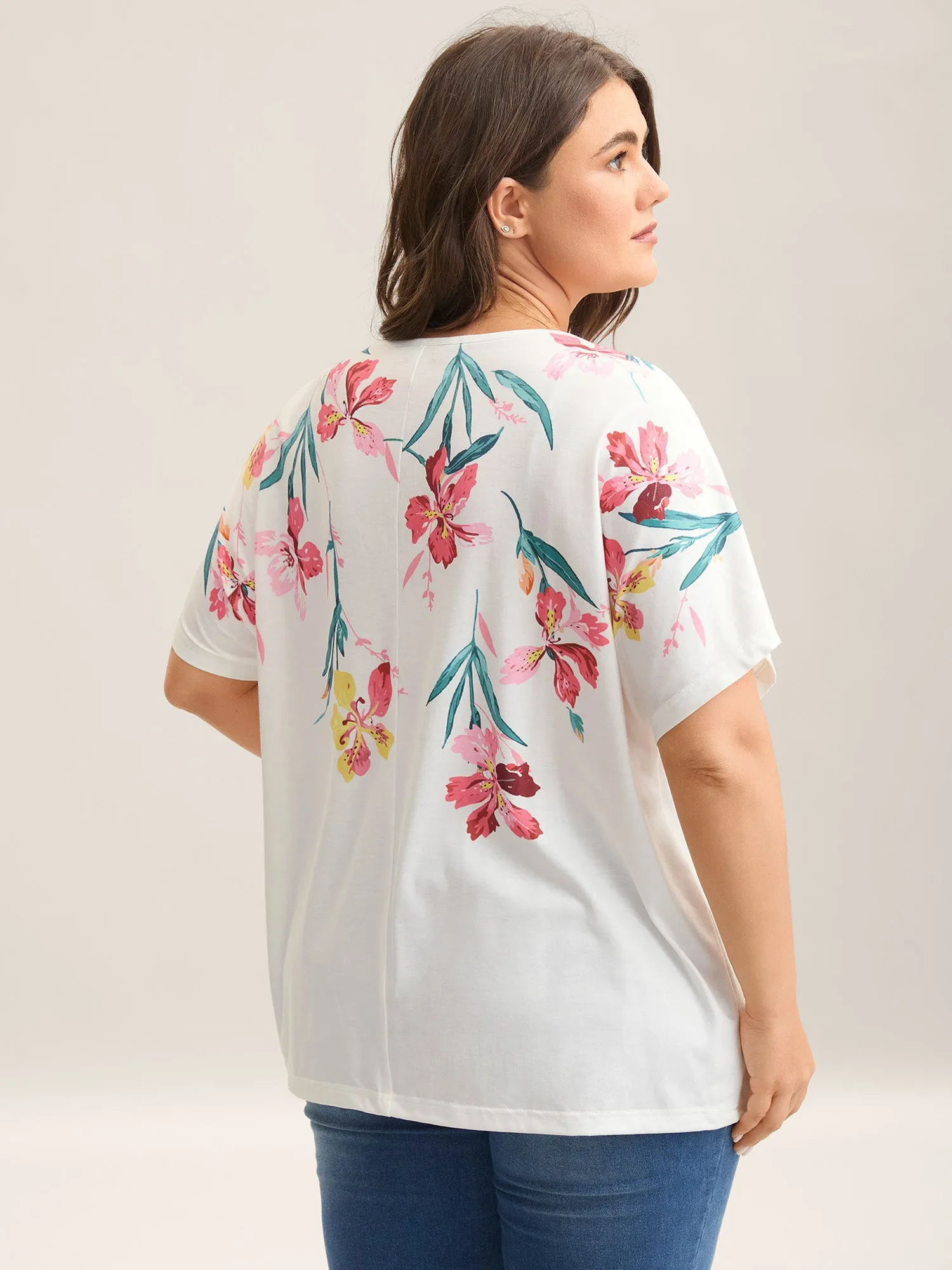 Floral Print Round Neck T-Shirt sold by Bloomchic product image thumbnail 4