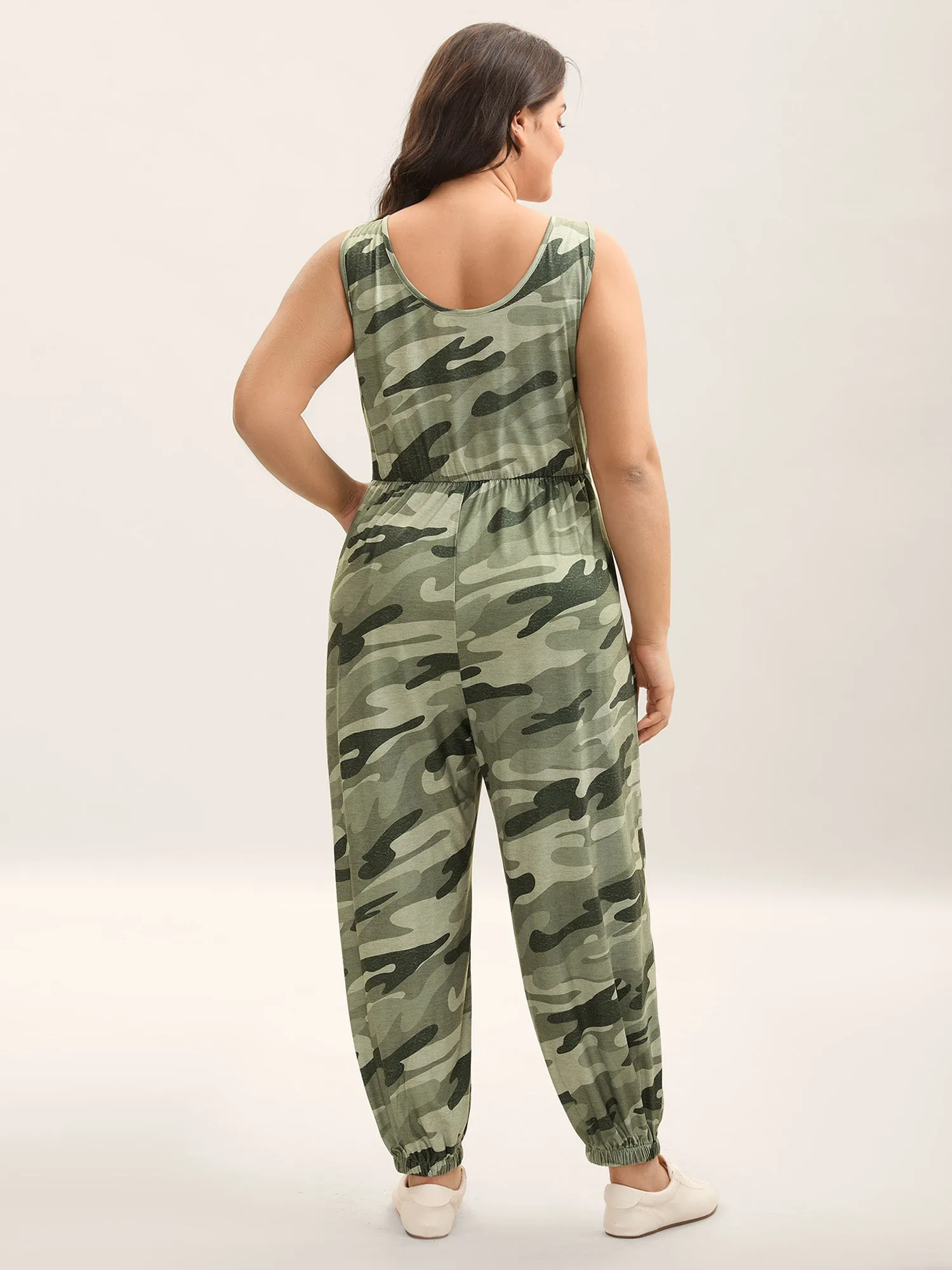 Stretchy Waist Camouflage Print Pockets Jumpsuit sold by Bloomchic product image thumbnail 4