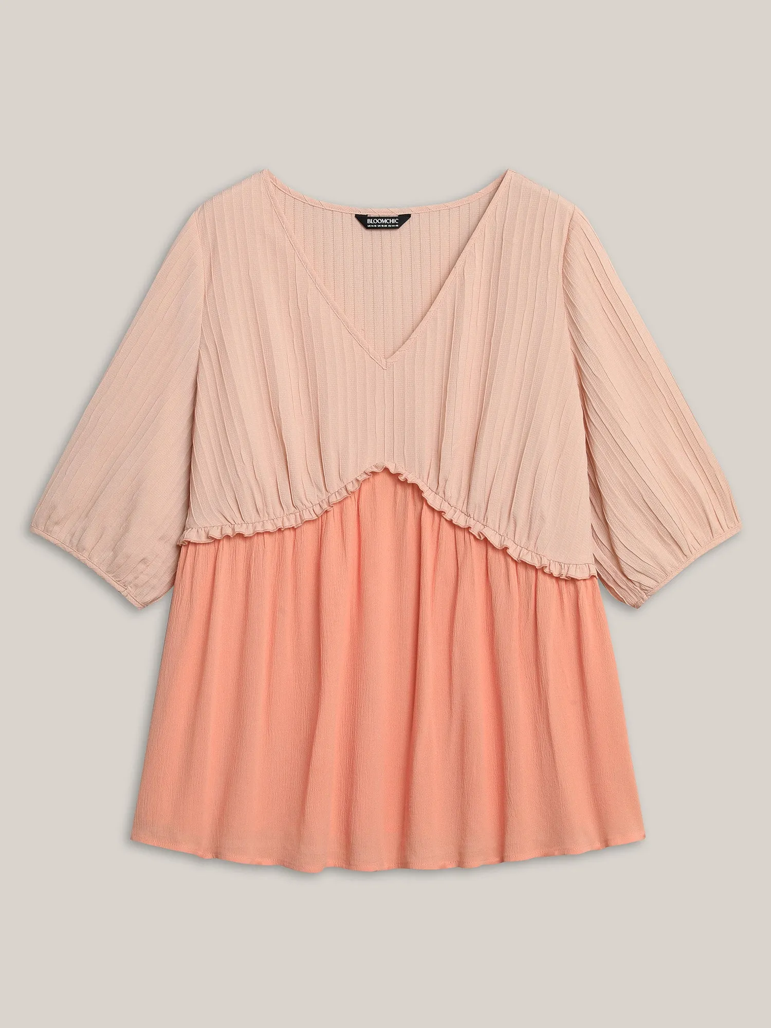Pleated Layered Sheer Puff Sleeve Blouse sold by Bloomchic product image thumbnail 5