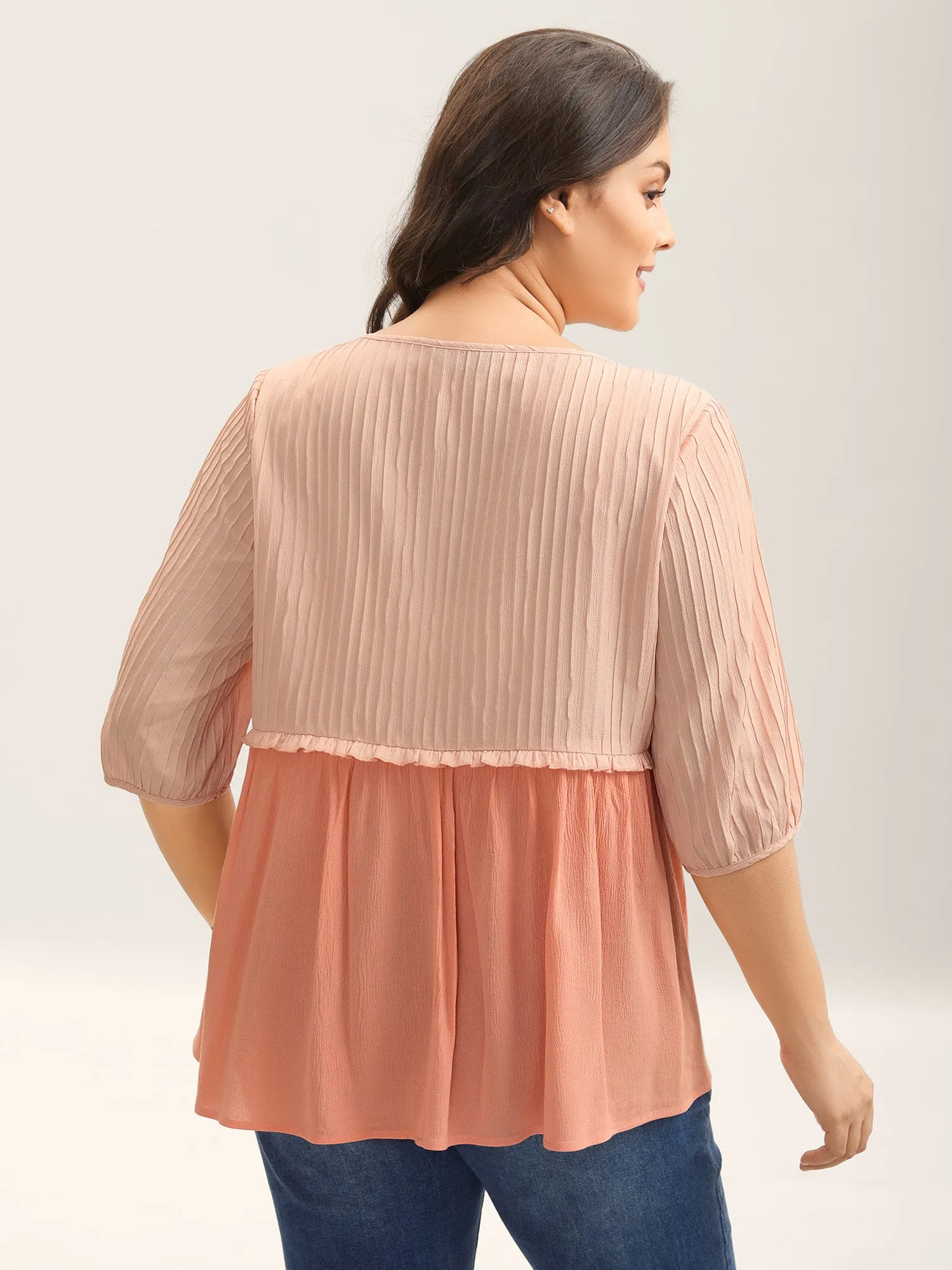 Pleated Layered Sheer Puff Sleeve Blouse sold by Bloomchic product image thumbnail 4