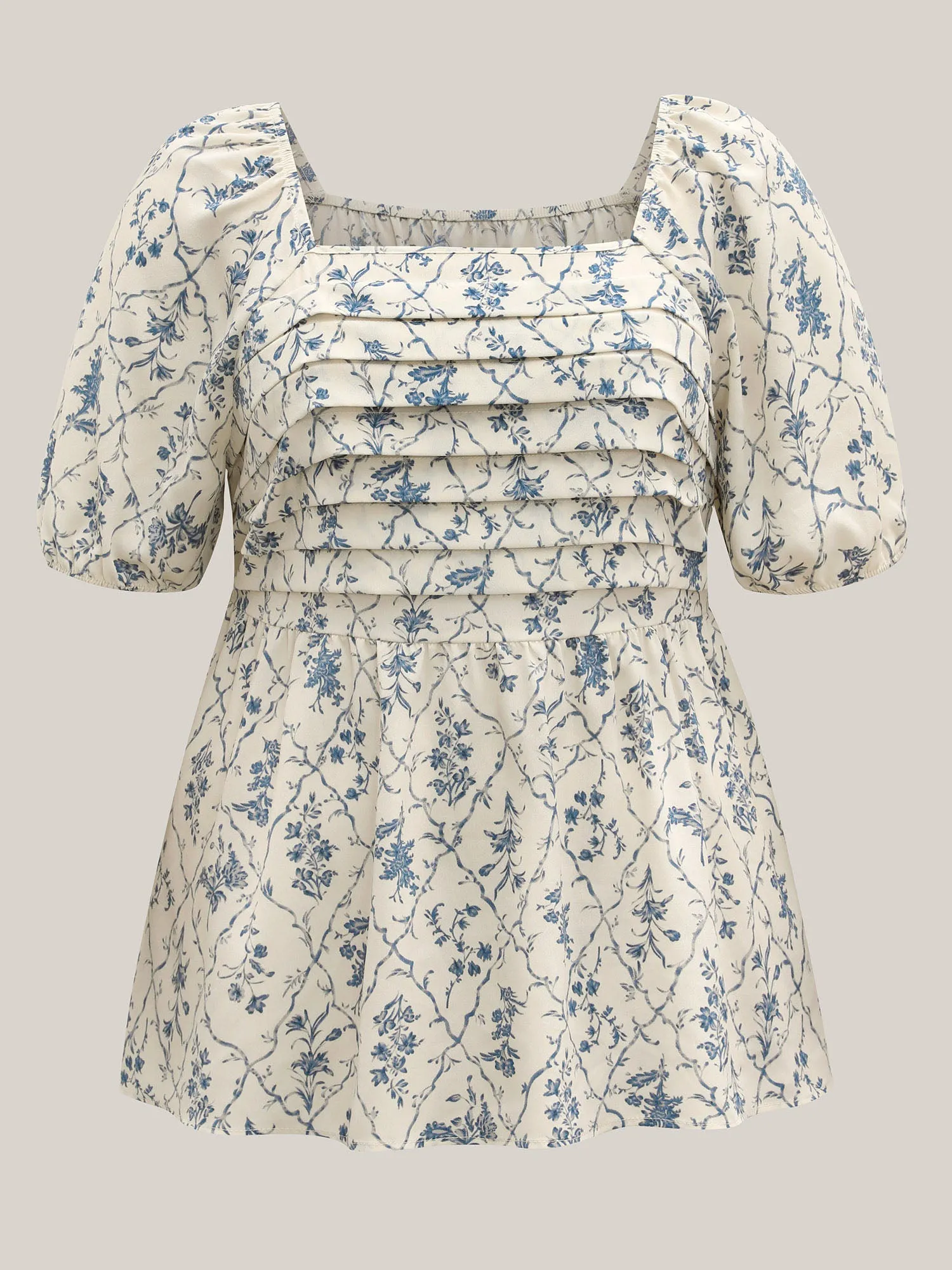 Floral Pleated Bodice Puffy Sleeve Blouse sold by Bloomchic product image thumbnail 5