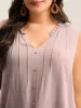 Toothpick Pleat Button Detail Sleeveless Top sold by Bloomchic