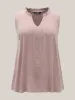 Toothpick Pleat Button Detail Sleeveless Top sold by Bloomchic