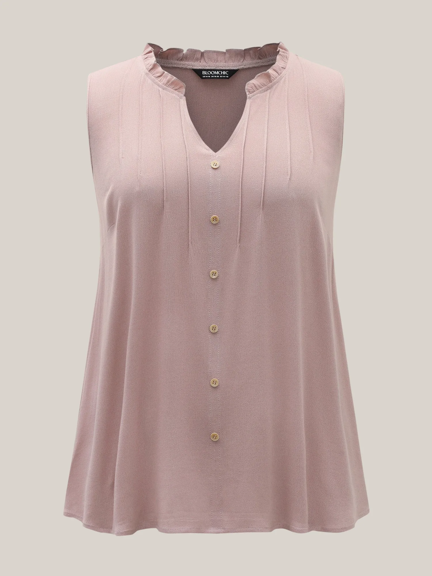 Toothpick Pleat Button Detail Sleeveless Top sold by Bloomchic product image thumbnail 5