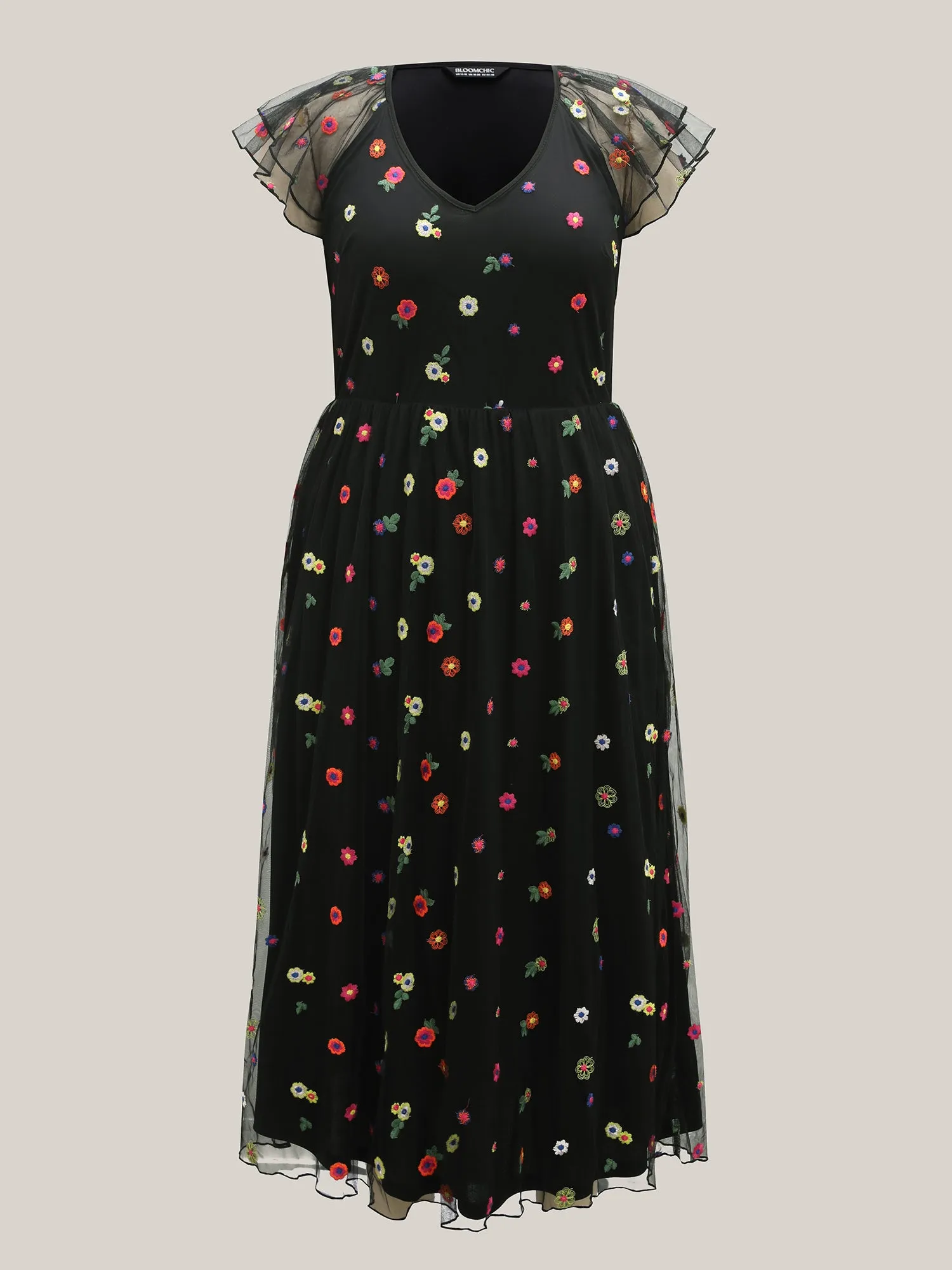 Embroidered Colorful Dots Lined Midi Dress sold by Bloomchic product image thumbnail 5