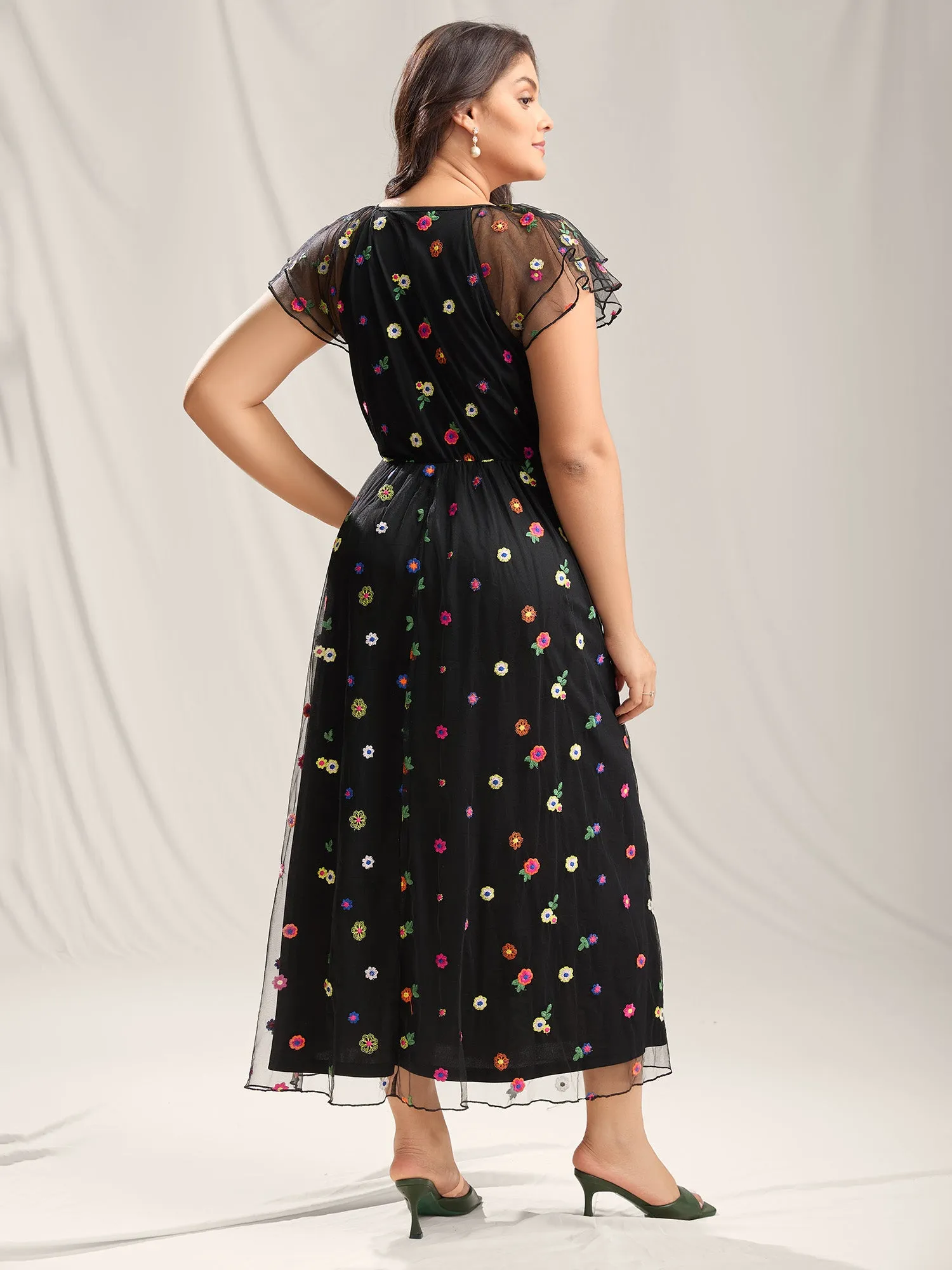 Embroidered Colorful Dots Lined Midi Dress sold by Bloomchic product image thumbnail 4