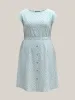 Textured Dot Print Button Detail Midi Dress sold by Bloomchic