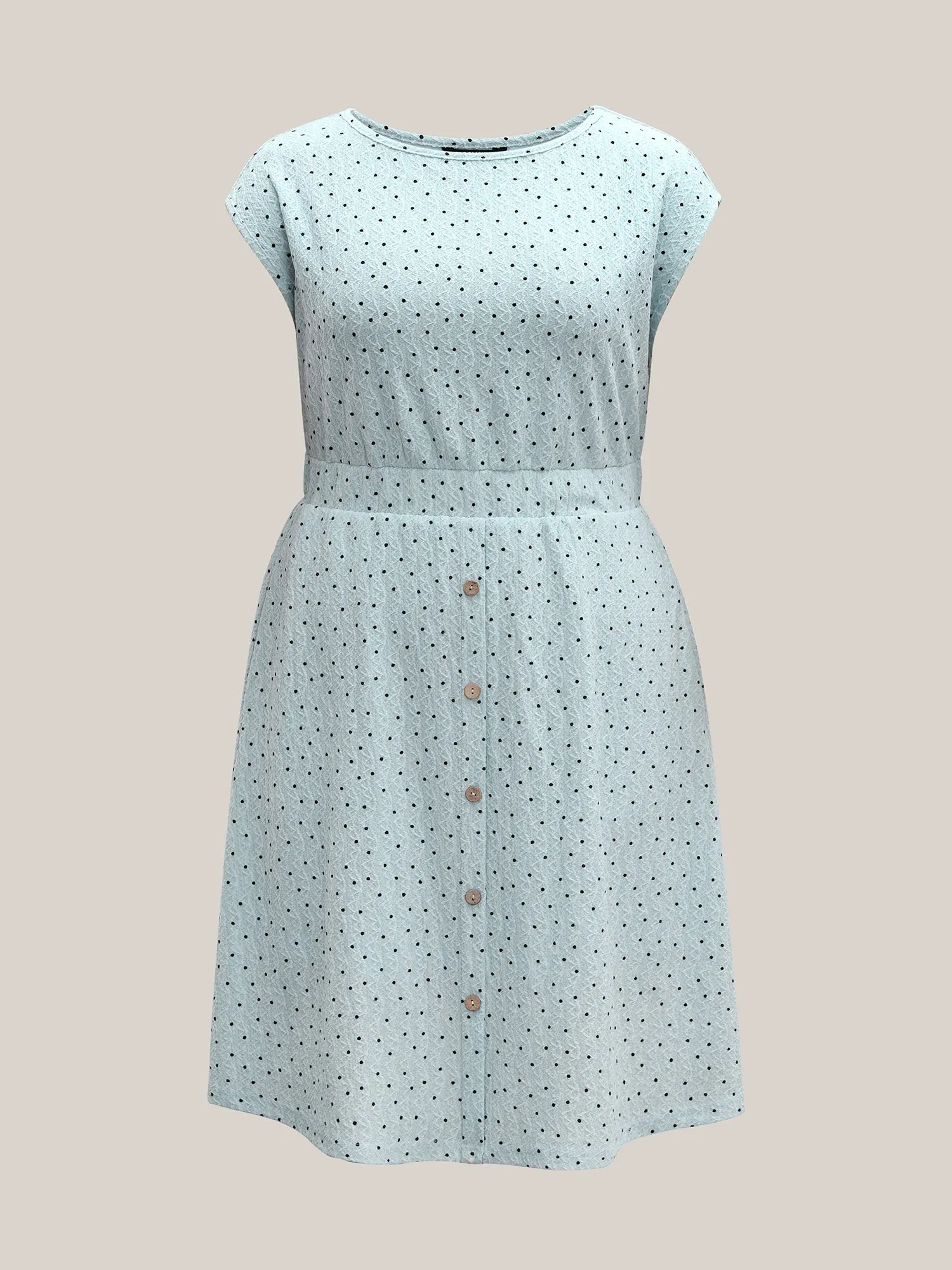 Textured Dot Print Button Detail Midi Dress sold by Bloomchic product image thumbnail 5