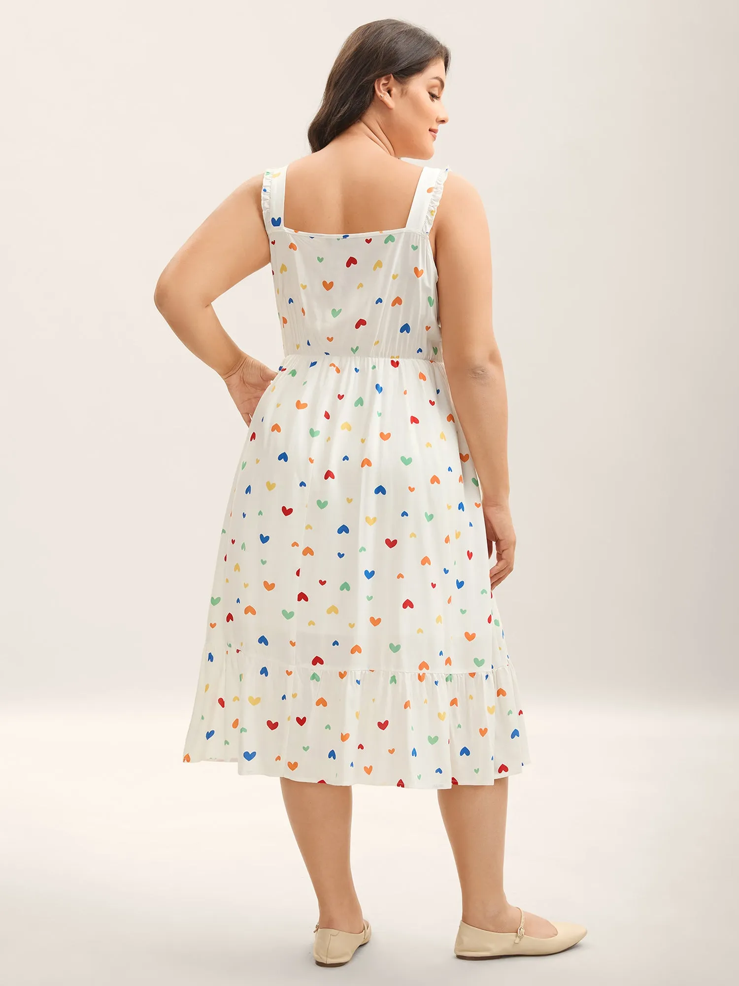 Colorful Hearts Print Pockets Midi Dress sold by Bloomchic product image thumbnail 4
