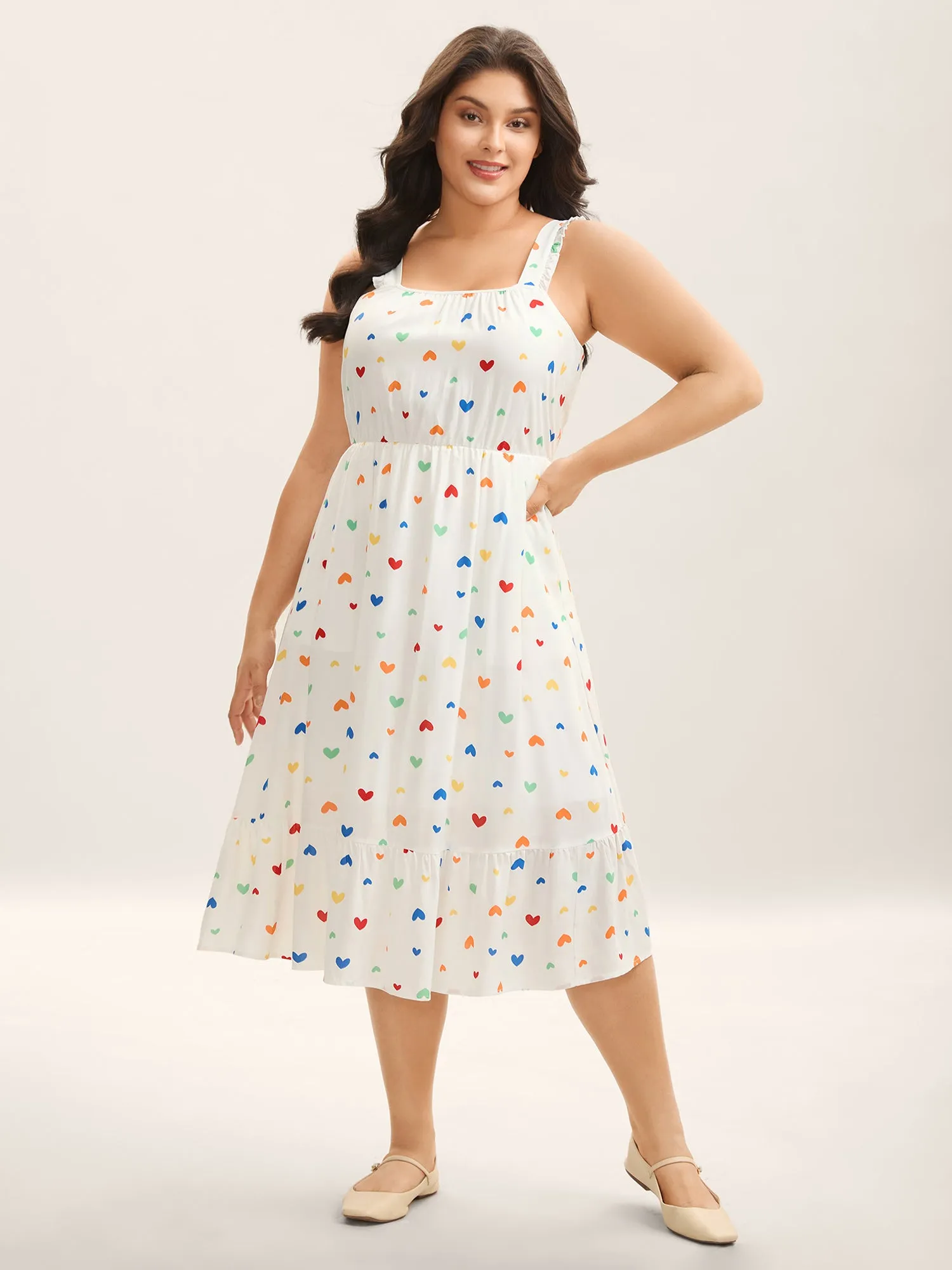 Colorful Hearts Print Pockets Midi Dress sold by Bloomchic product image thumbnail 3
