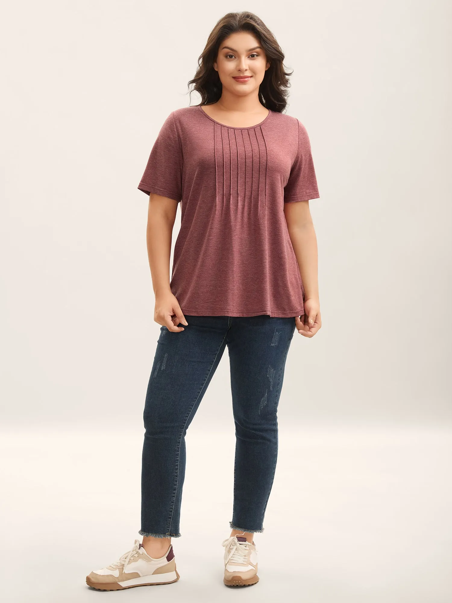 Stretchy Toothpick Pleat Basic Solid Top sold by Bloomchic product image thumbnail 3