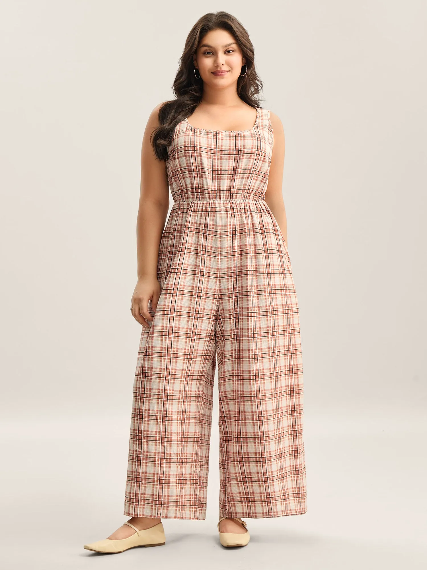 Plaid Pockets Wide-Leg Jumpsuit sold by Bloomchic product image thumbnail 3