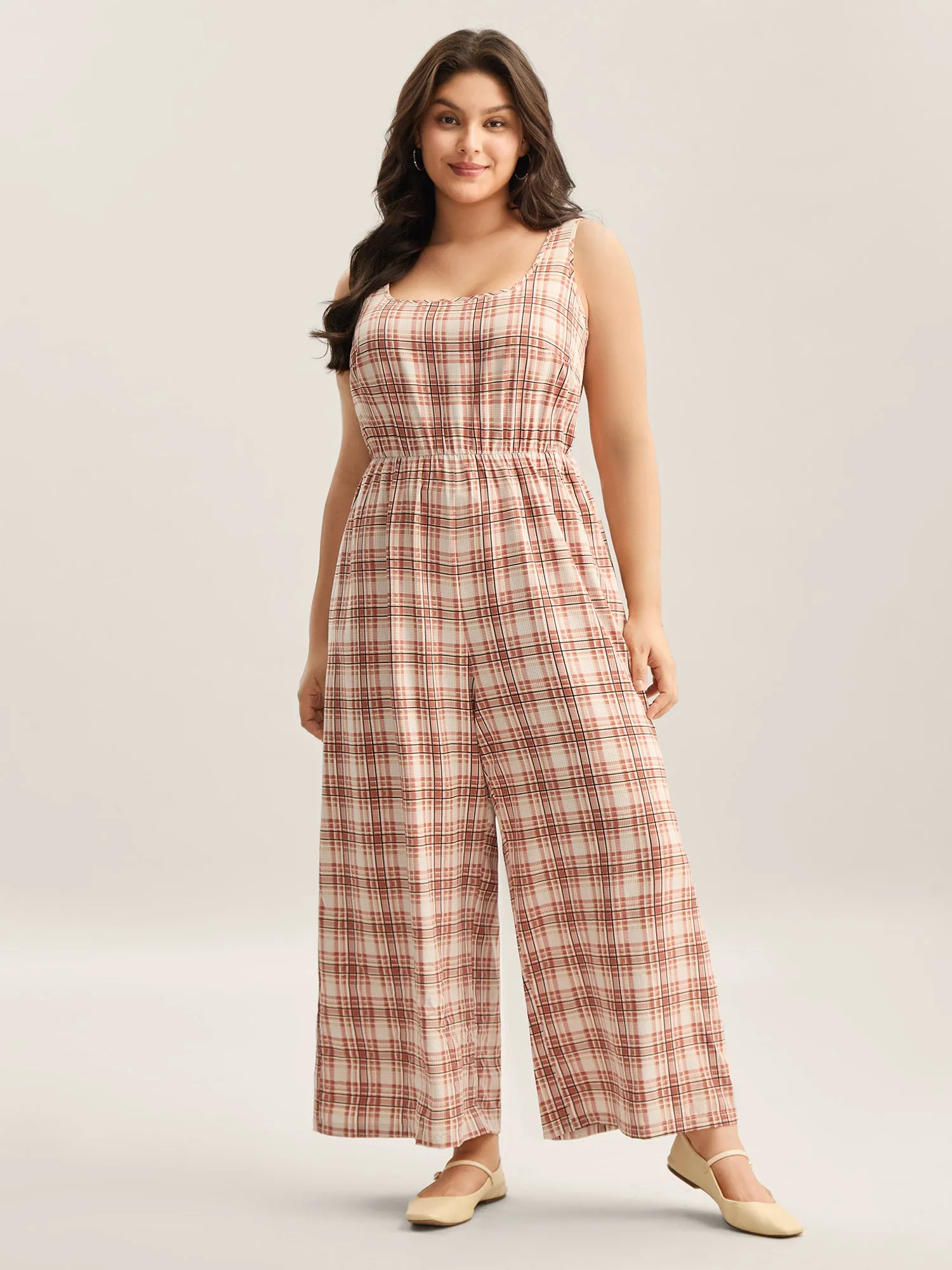 Plaid Pockets Wide-Leg Jumpsuit sold by Bloomchic product image thumbnail 2