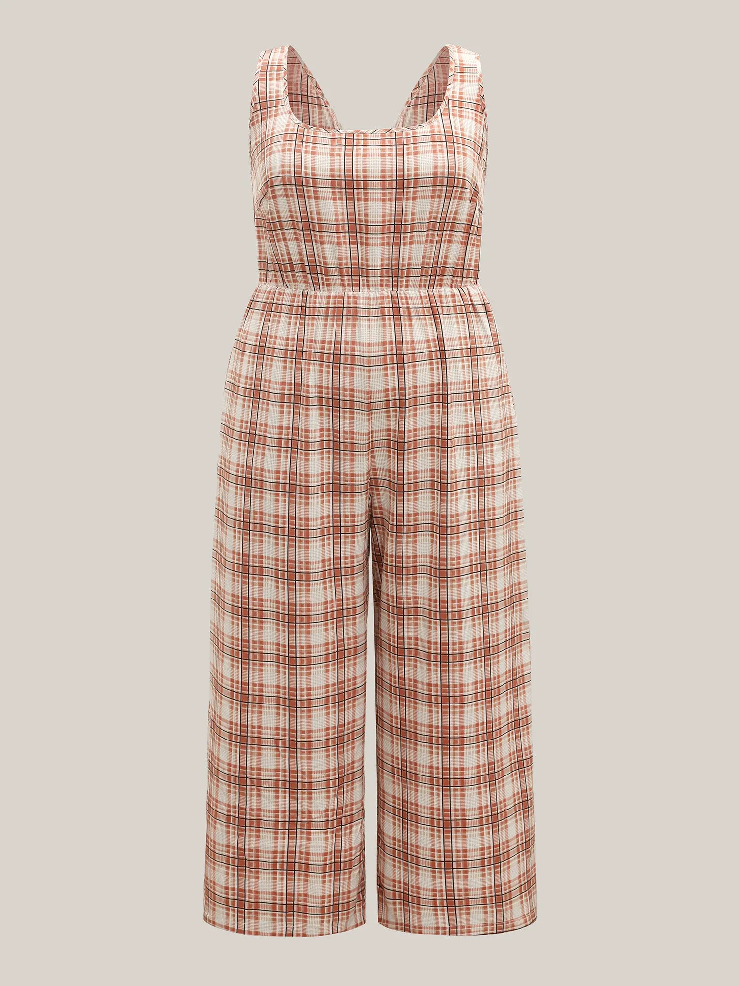 Plaid Pockets Wide-Leg Jumpsuit sold by Bloomchic product image thumbnail 5