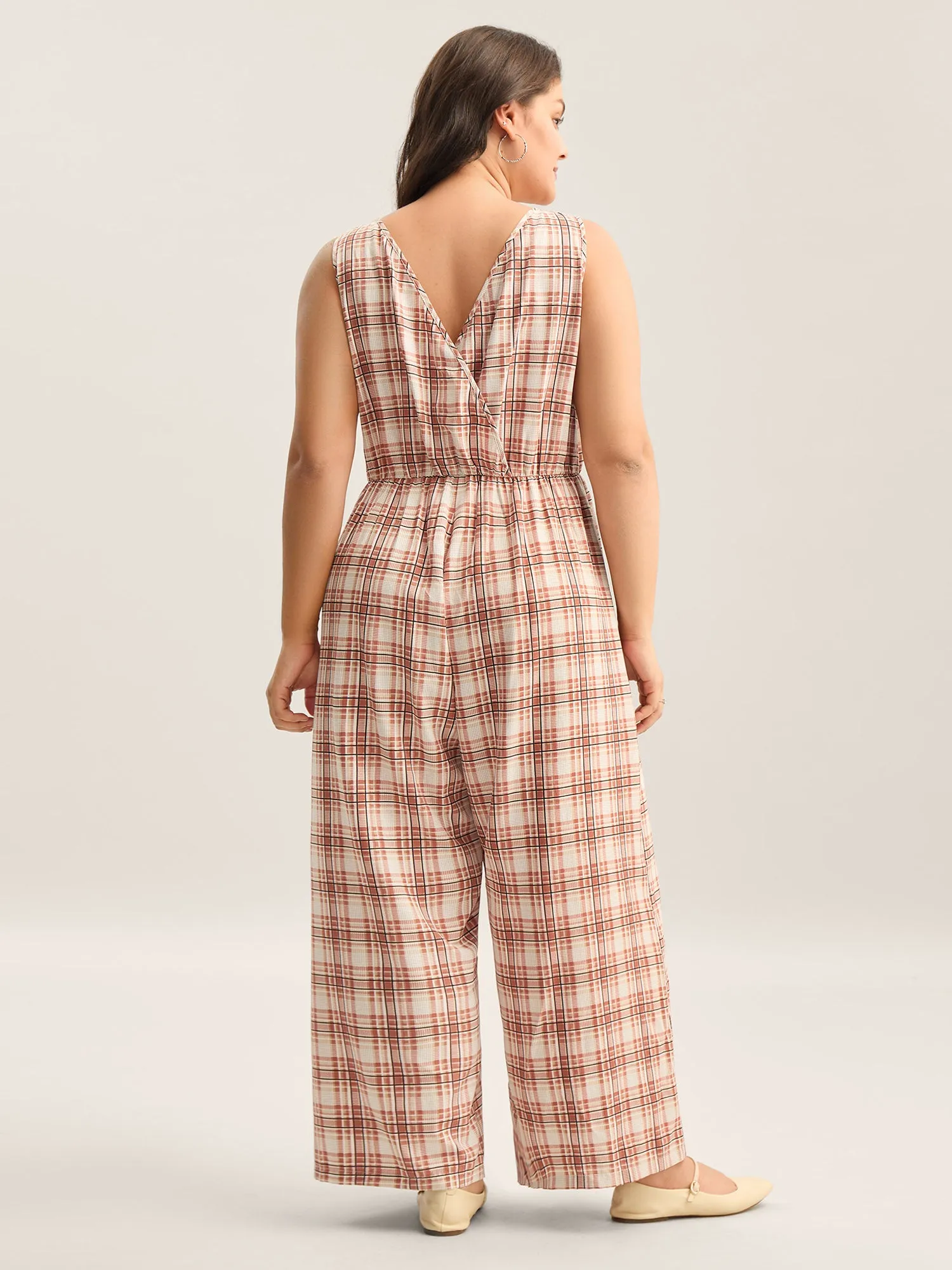 Plaid Pockets Wide-Leg Jumpsuit sold by Bloomchic product image thumbnail 4