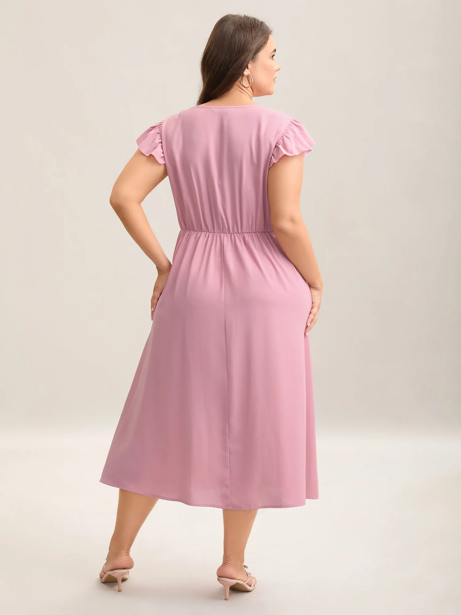 Tie-Up Panels Solid Pockets Midi Dress sold by Bloomchic product image thumbnail 4