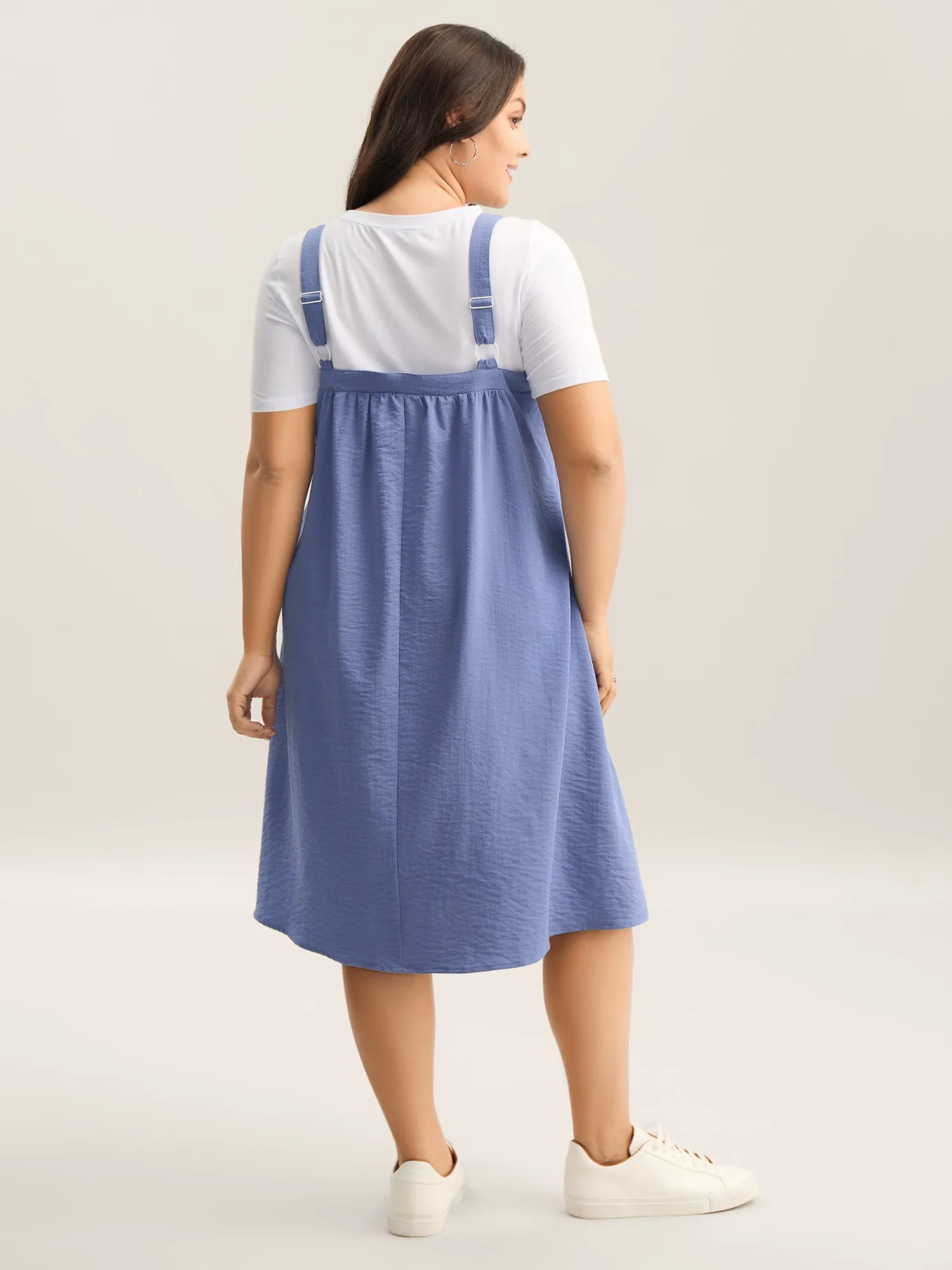 Adjustable Straps Pockets Plain Midi Dress sold by Bloomchic product image thumbnail 4