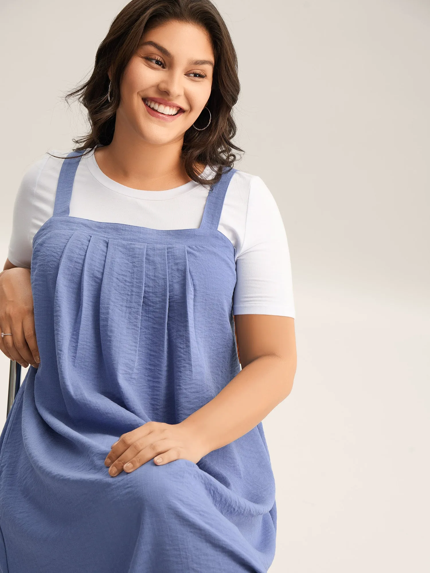 Adjustable Straps Pockets Plain Midi Dress sold by Bloomchic product image thumbnail 2