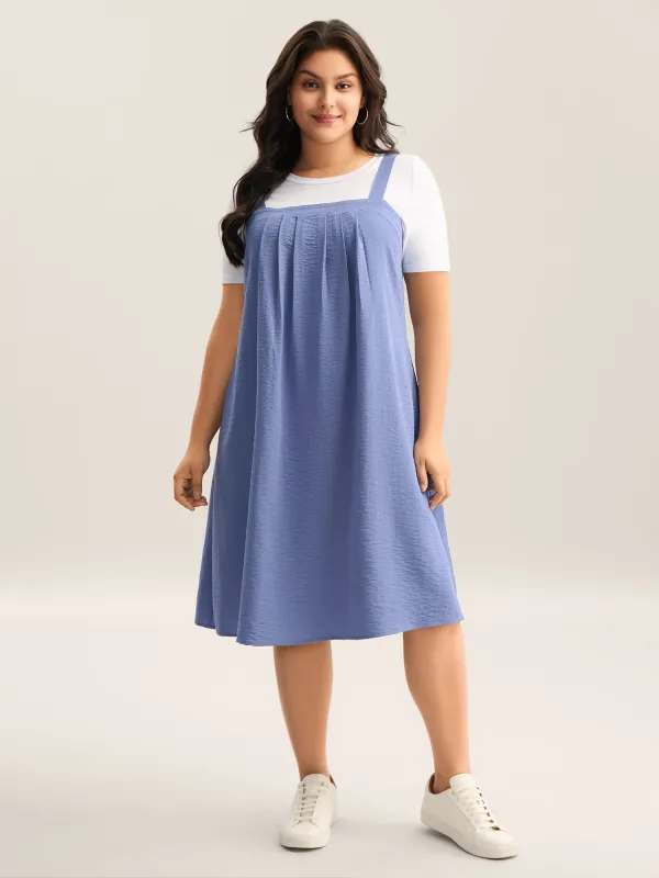 Adjustable Straps Pockets Plain Midi Dress sold by Bloomchic