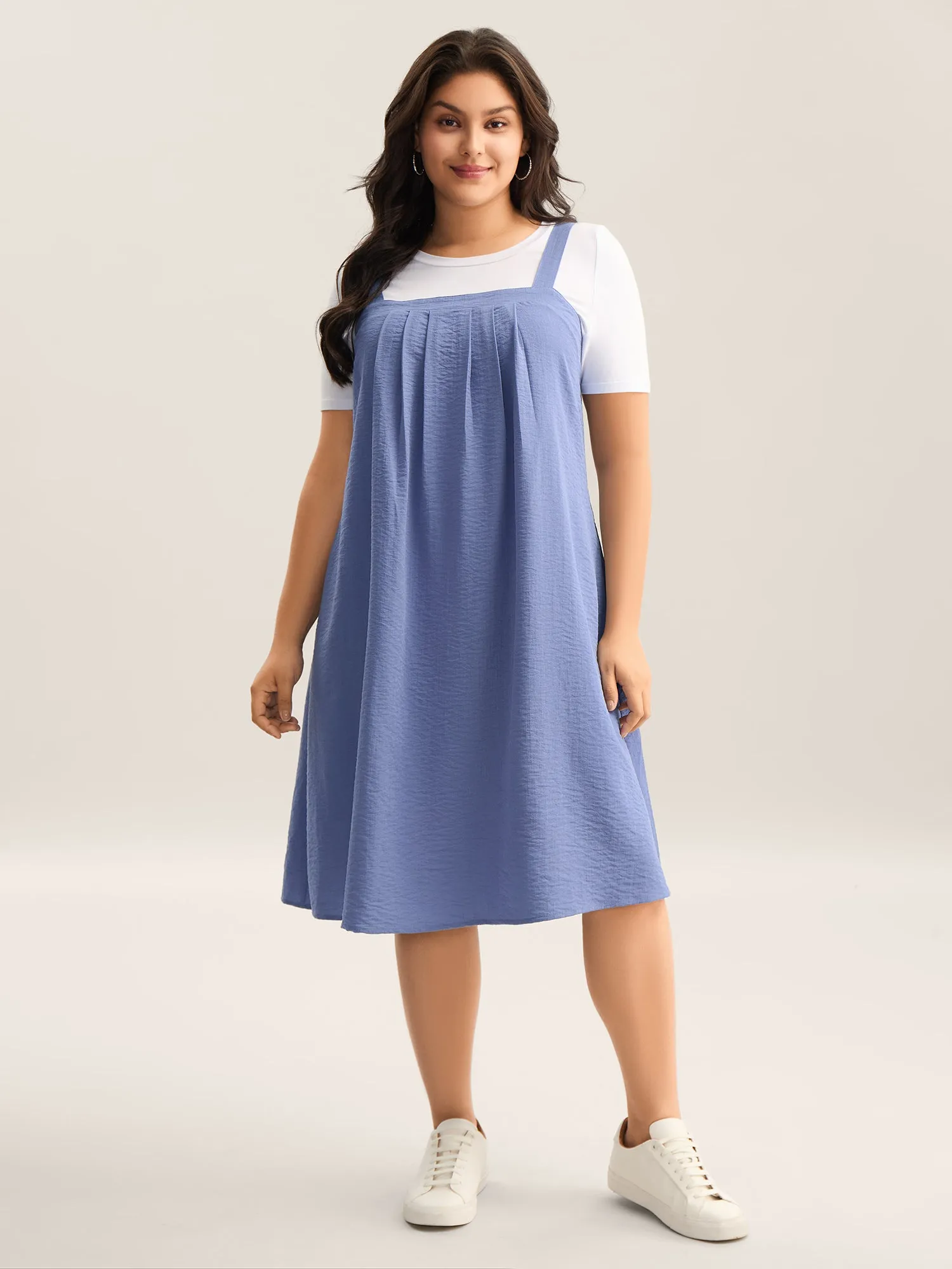 Adjustable Straps Pockets Plain Midi Dress sold by Bloomchic