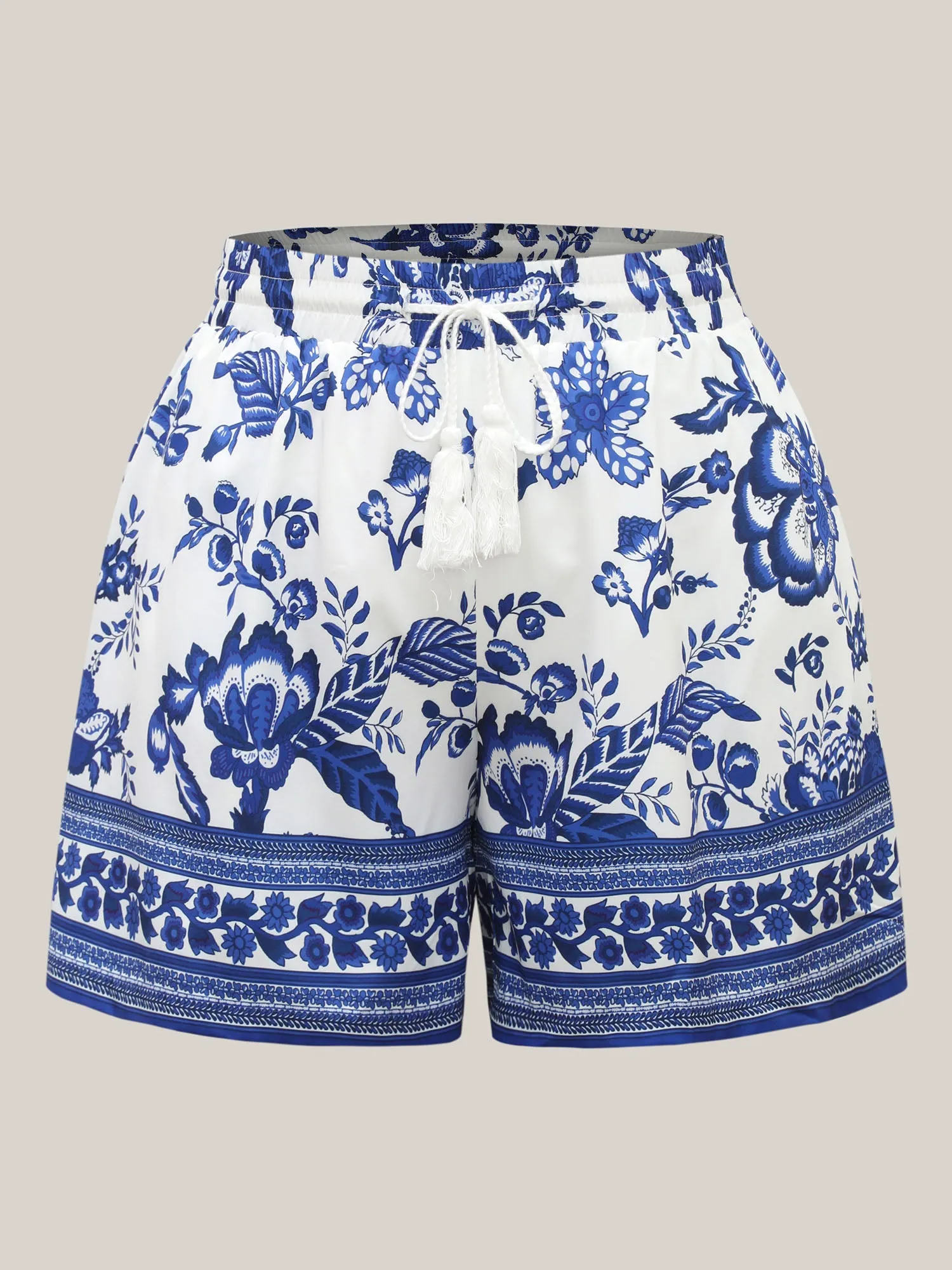 Floral Print Drawstring Straight-Leg Shorts sold by Bloomchic product image thumbnail 5