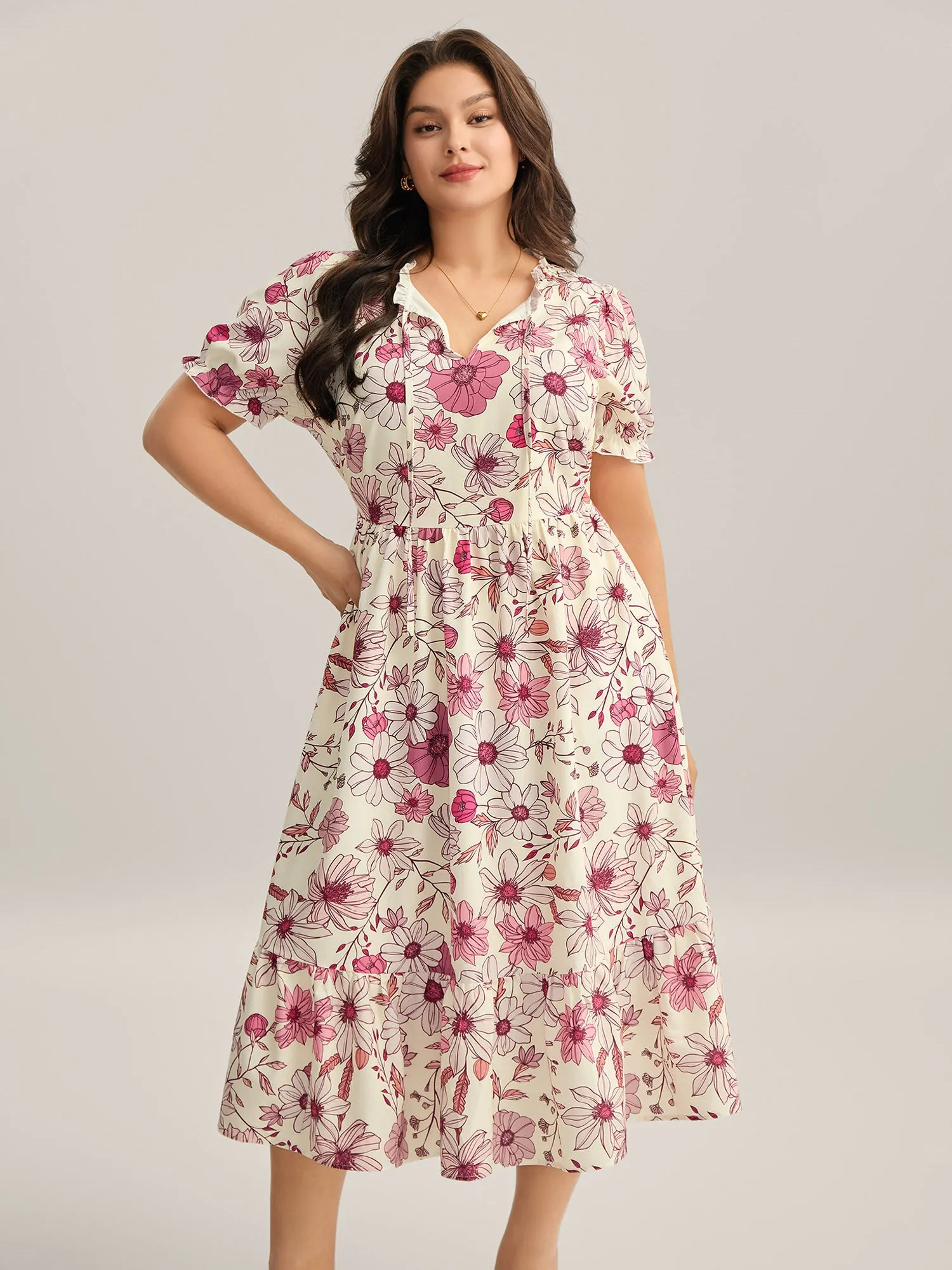 Floral Print Neck Tie Tiered Maxi Dress sold by Bloomchic product image thumbnail 2