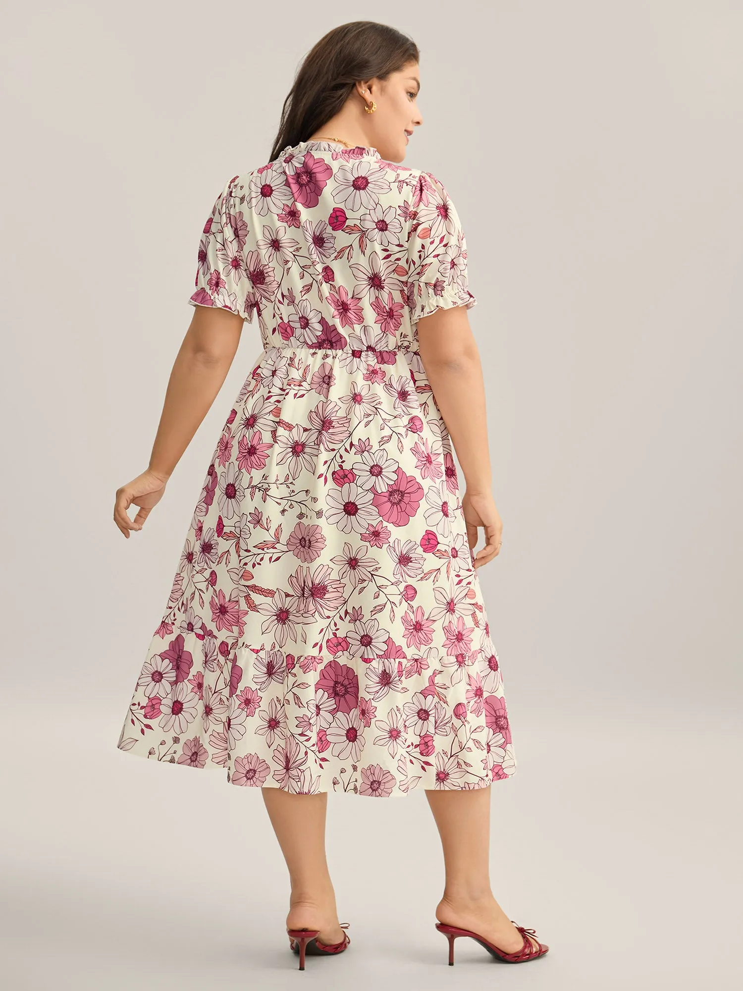 Floral Print Neck Tie Tiered Maxi Dress sold by Bloomchic product image thumbnail 5