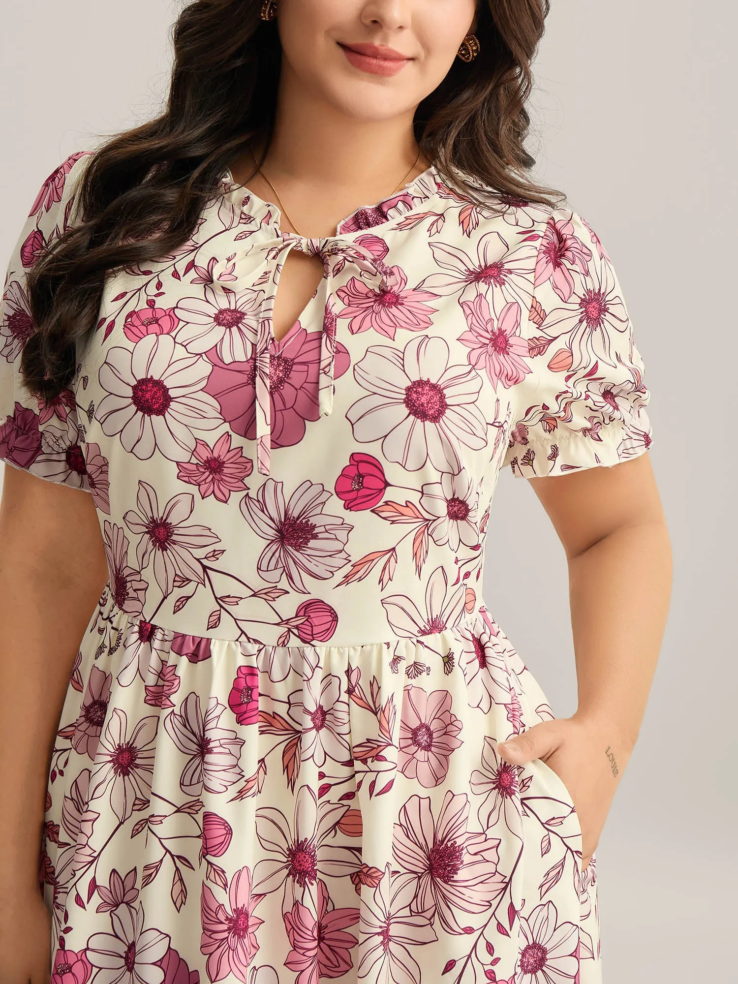 Floral Print Neck Tie Tiered Maxi Dress sold by Bloomchic