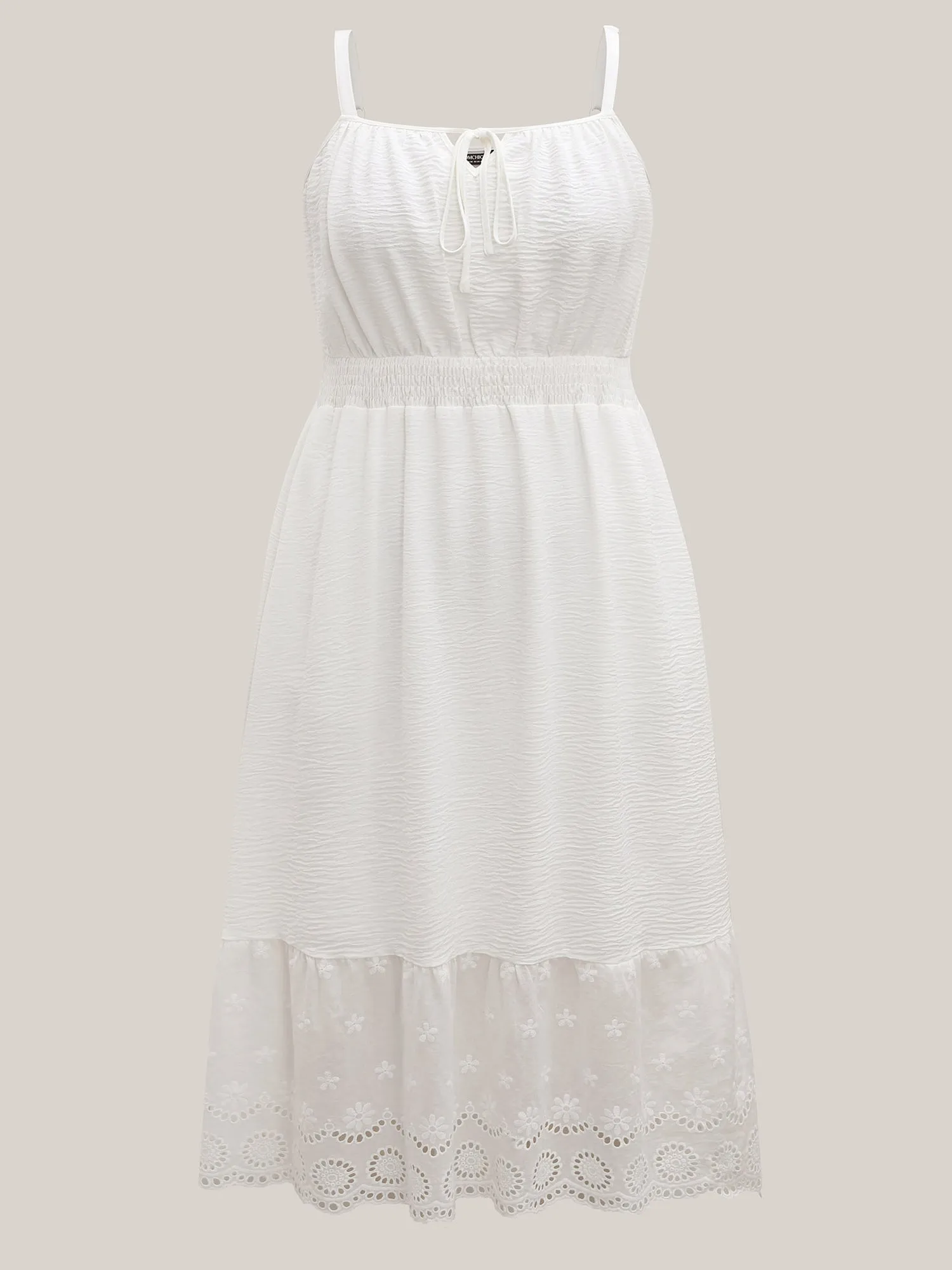 Embroidered Shirred Waist Adjustable Midi Dress sold by Bloomchic product image thumbnail 5