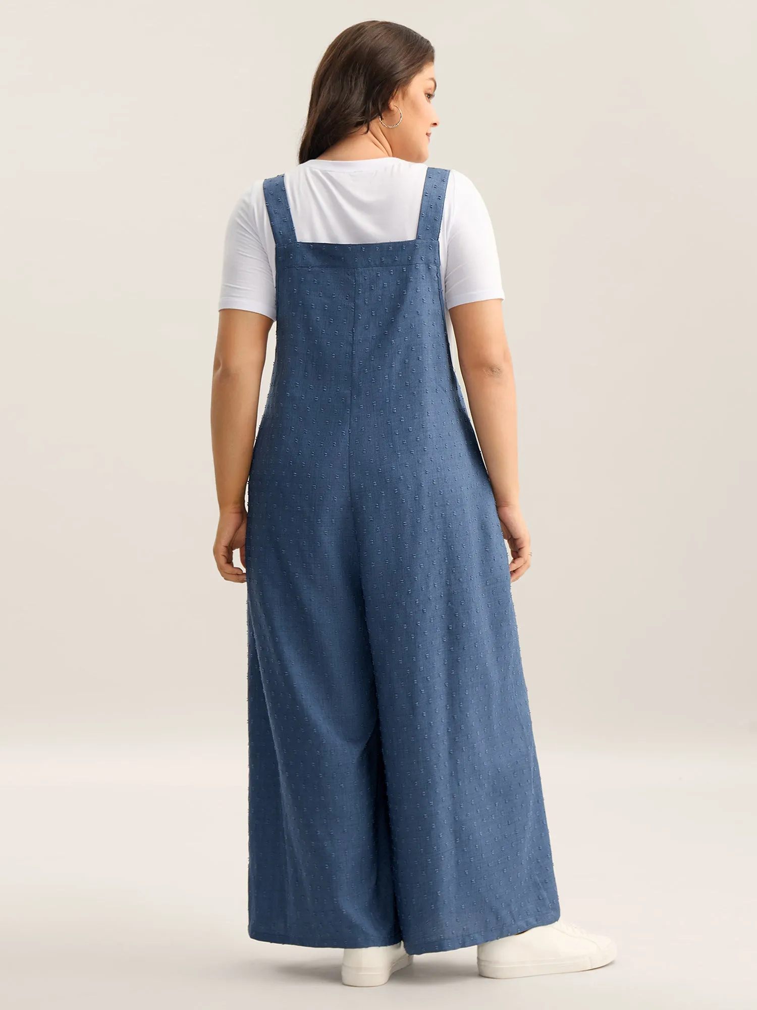 Textured Plicated Detail Overall Straps Jumpsuit sold by Bloomchic product image thumbnail 4