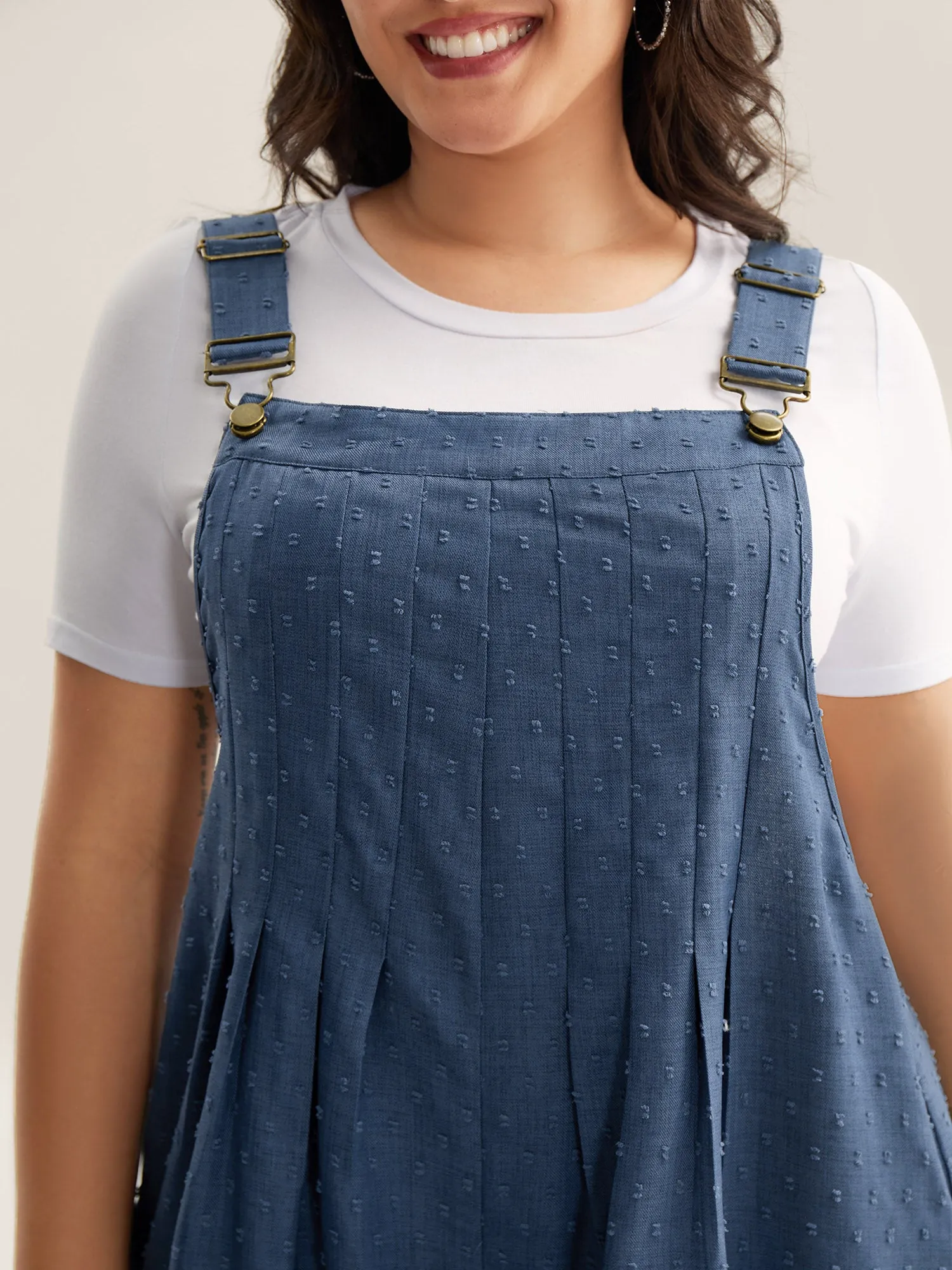 Textured Plicated Detail Overall Straps Jumpsuit sold by Bloomchic product image thumbnail 2