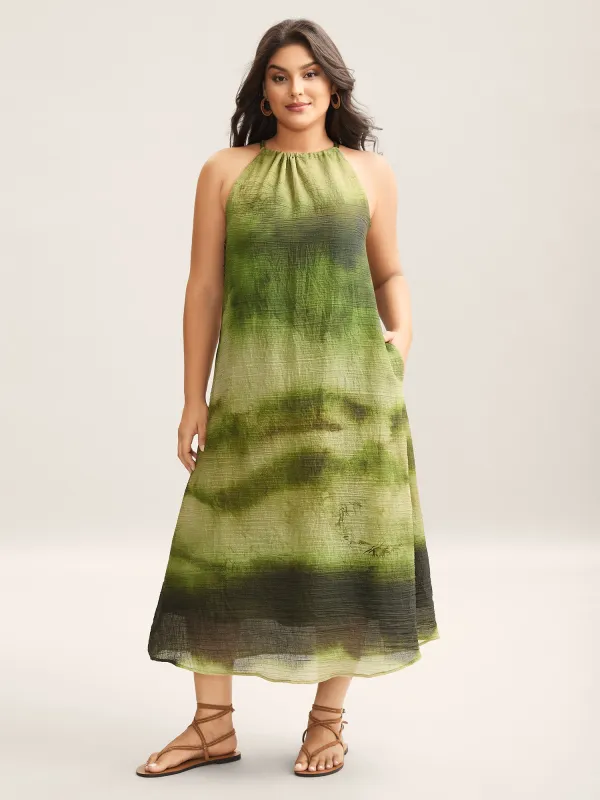 Tie-Dye Pattern Pockets Midi Dress sold by Bloomchic