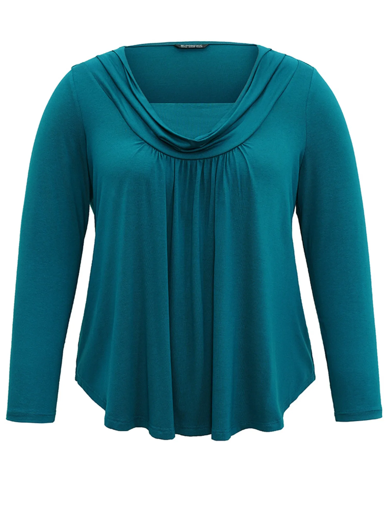 Solid Cowl Neck Gathered Arc Hem T-shirt sold by Bloomchic product image thumbnail 5