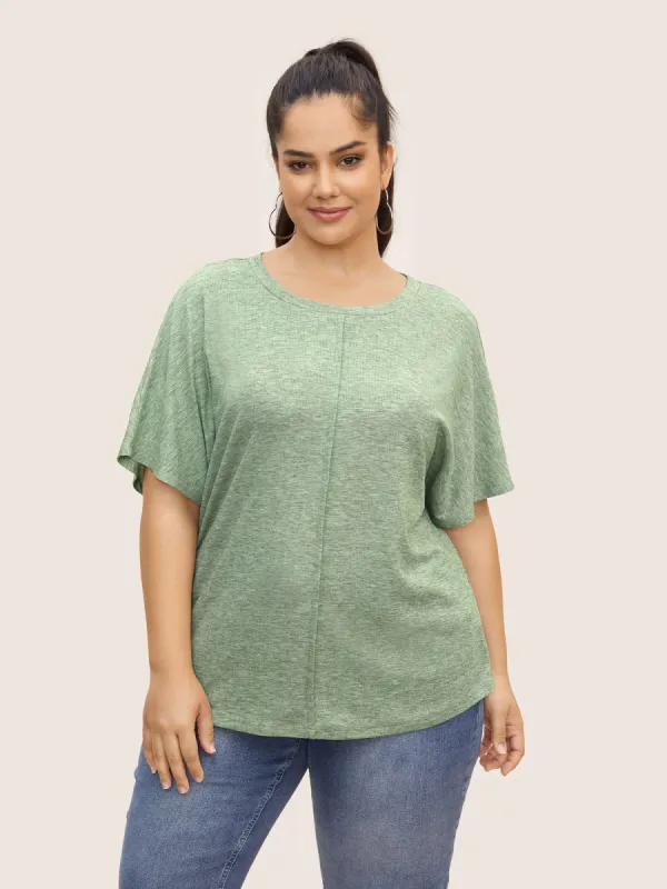 Heather Rib Knit Dolman Sleeve T-shirt made by Bloomchic