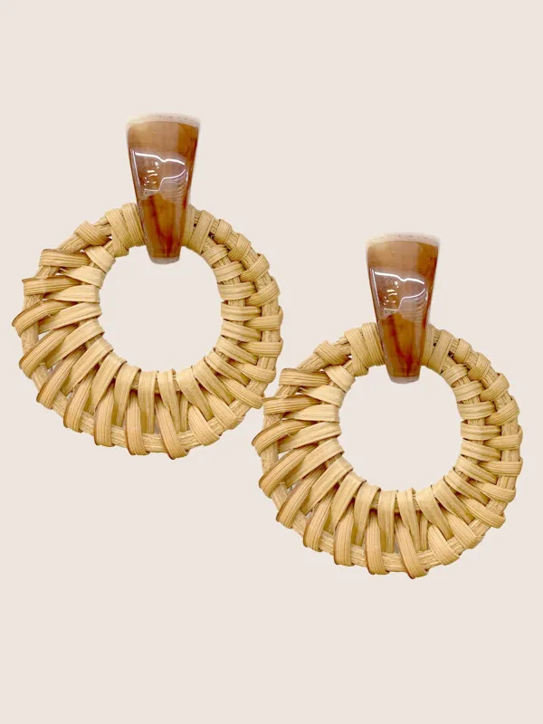 Vacation Natural Stone Detail Weave Earrings sold by Bloomchic