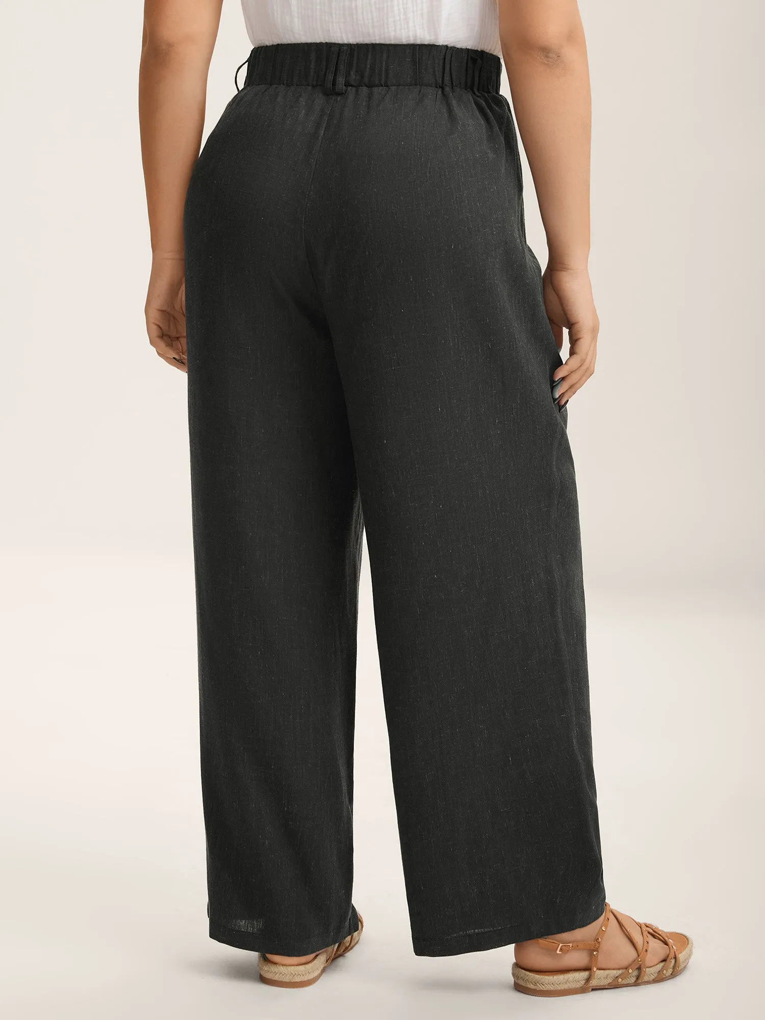 Rayon-Linen Pleated Straight-Leg Pants sold by Bloomchic product image thumbnail 5