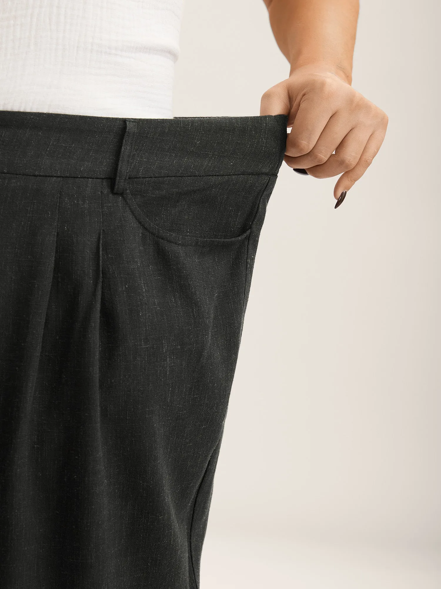 Rayon-Linen Pleated Straight-Leg Pants sold by Bloomchic product image thumbnail 4