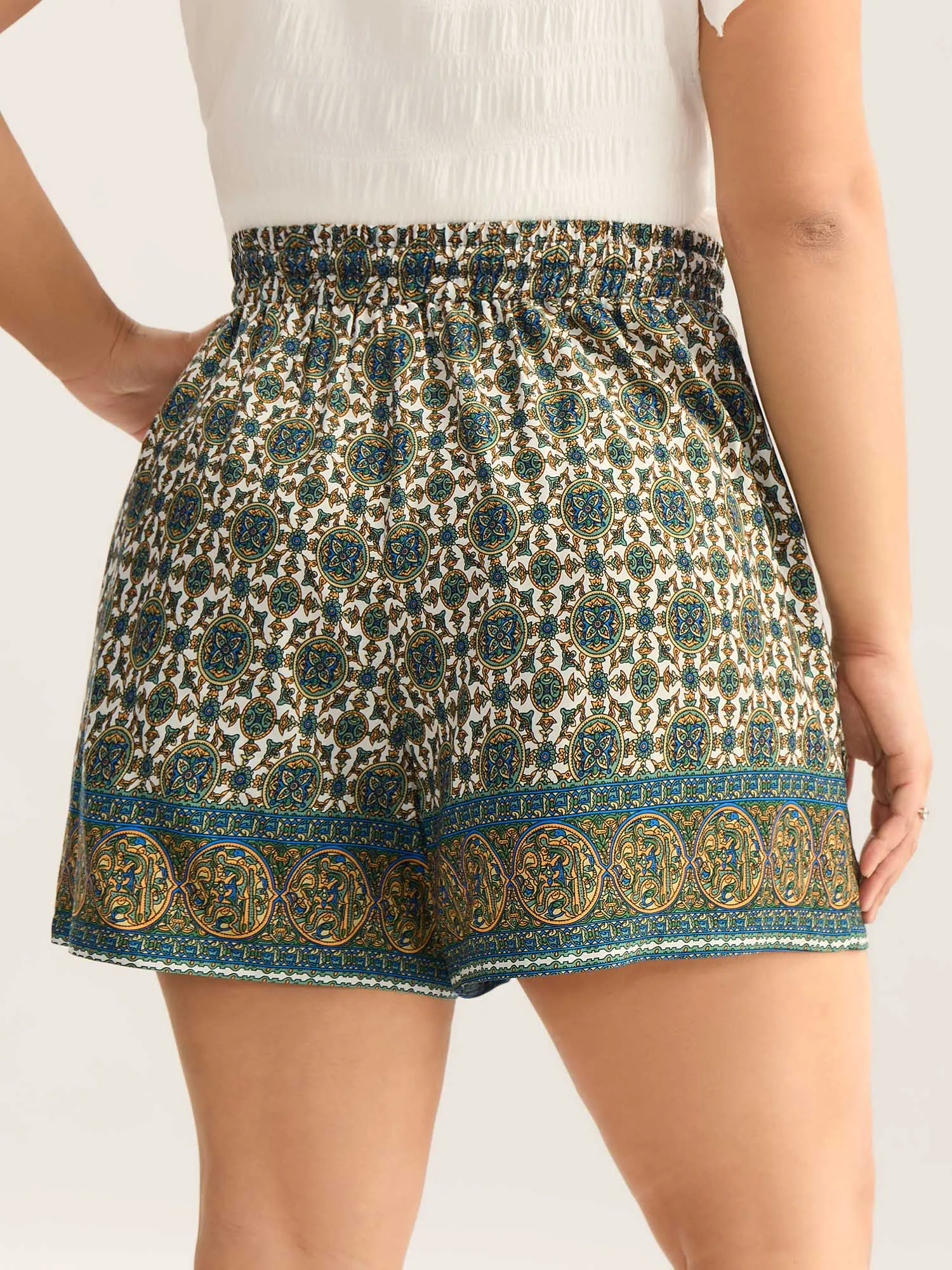 Boho Print Tassel Straight-Leg Shorts sold by Bloomchic product image thumbnail 5