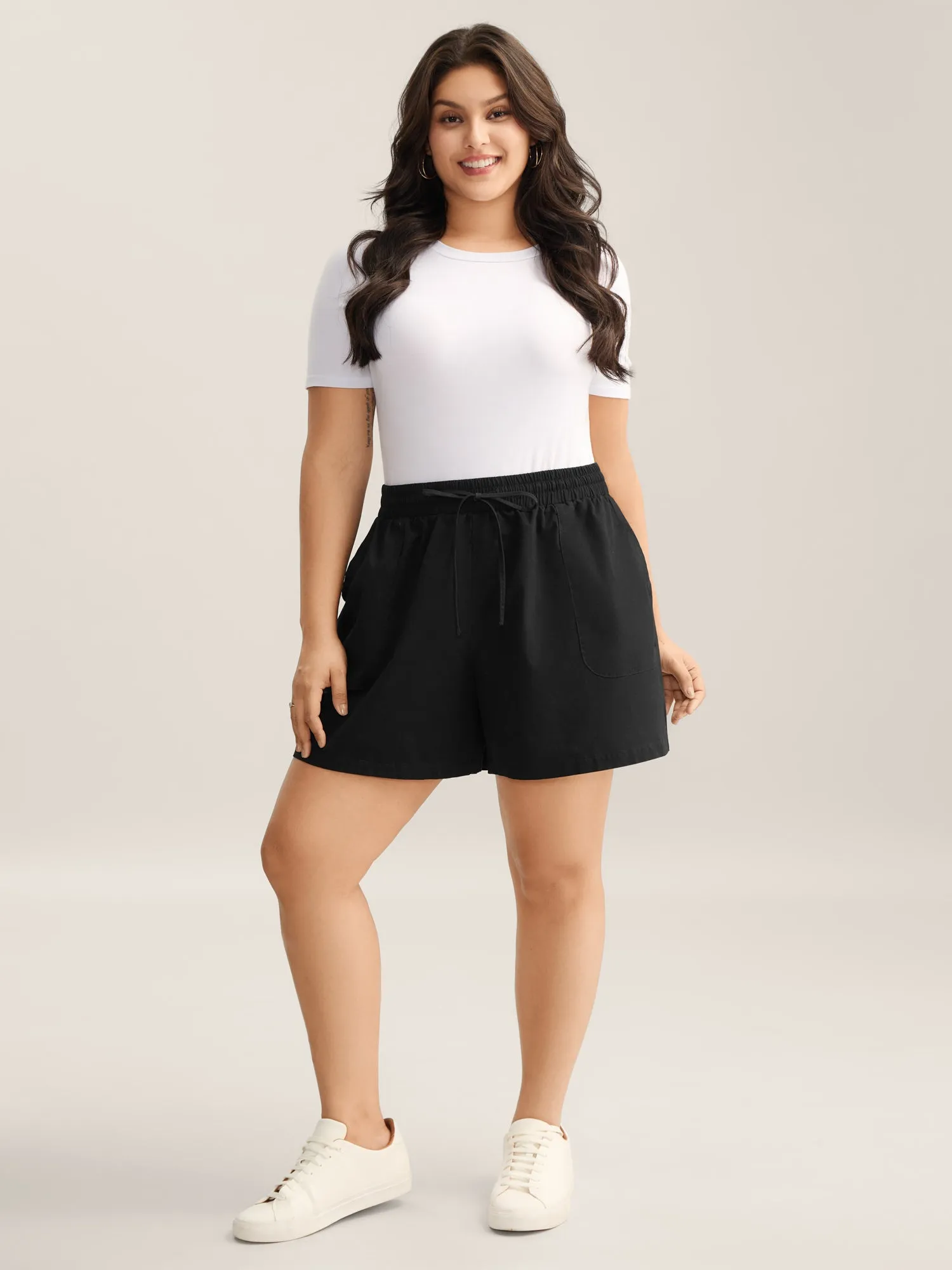 Waist-Drawstring Wide-Leg Shorts sold by Bloomchic product image thumbnail 2