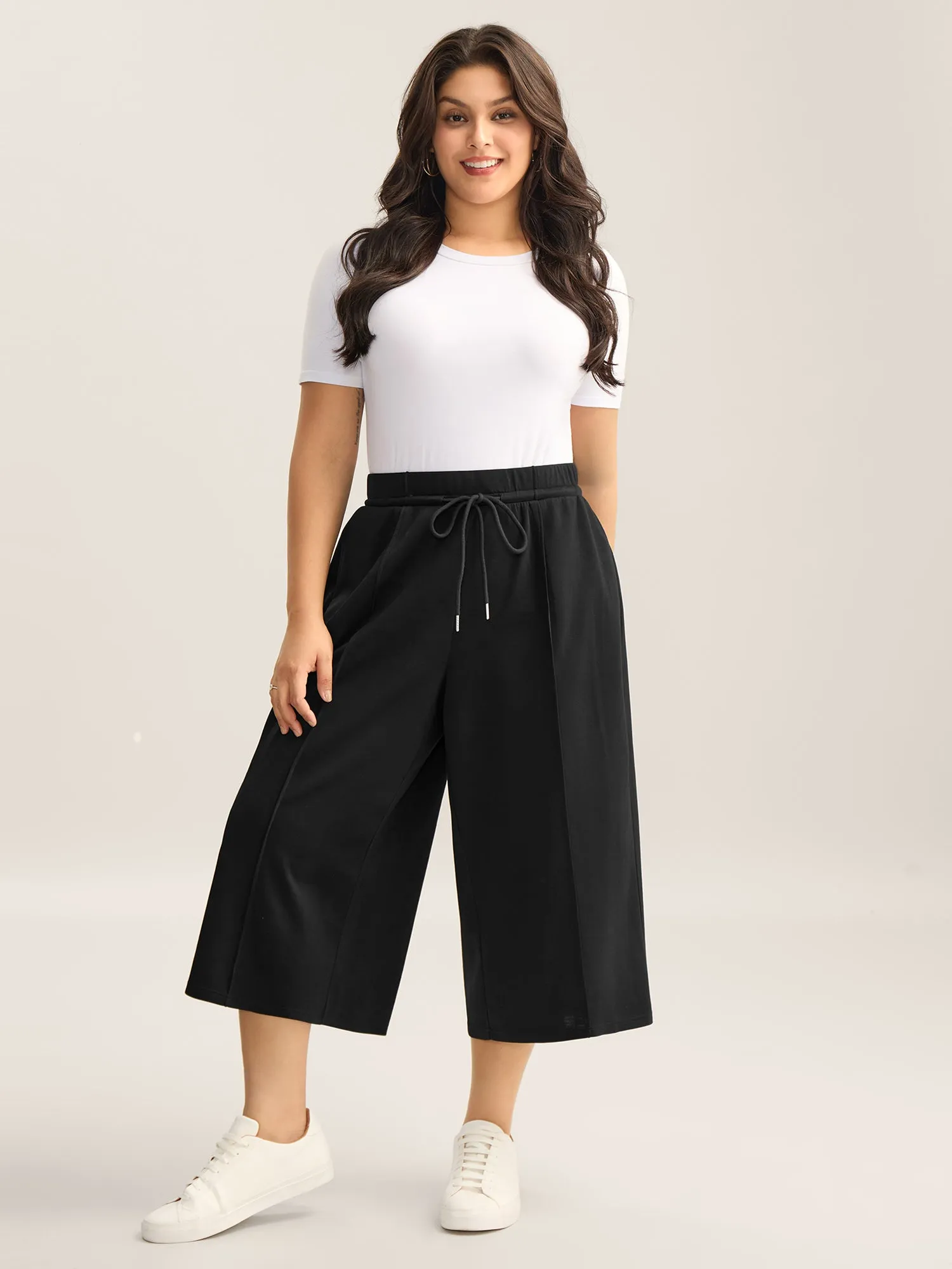 Stretchy Drawstring Wide-Leg Pants sold by Bloomchic product image thumbnail 3
