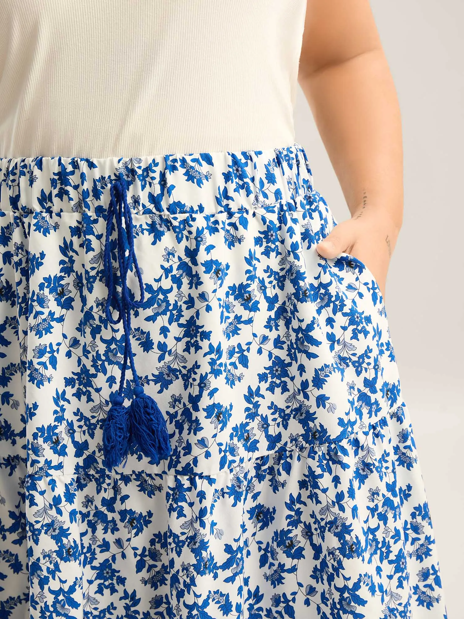 Floral Boho Print Waist-Tie Maxi Skirt sold by Bloomchic product image thumbnail 3