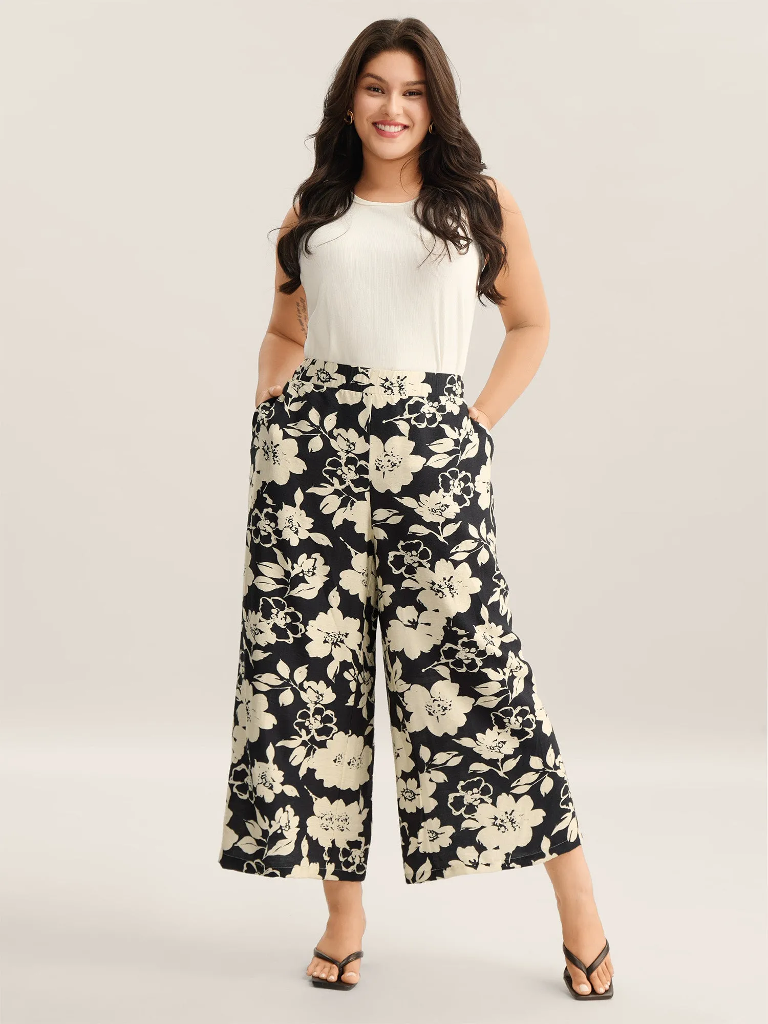 Floral Print Pull-On Wide-Leg Pants sold by Bloomchic product image thumbnail 2