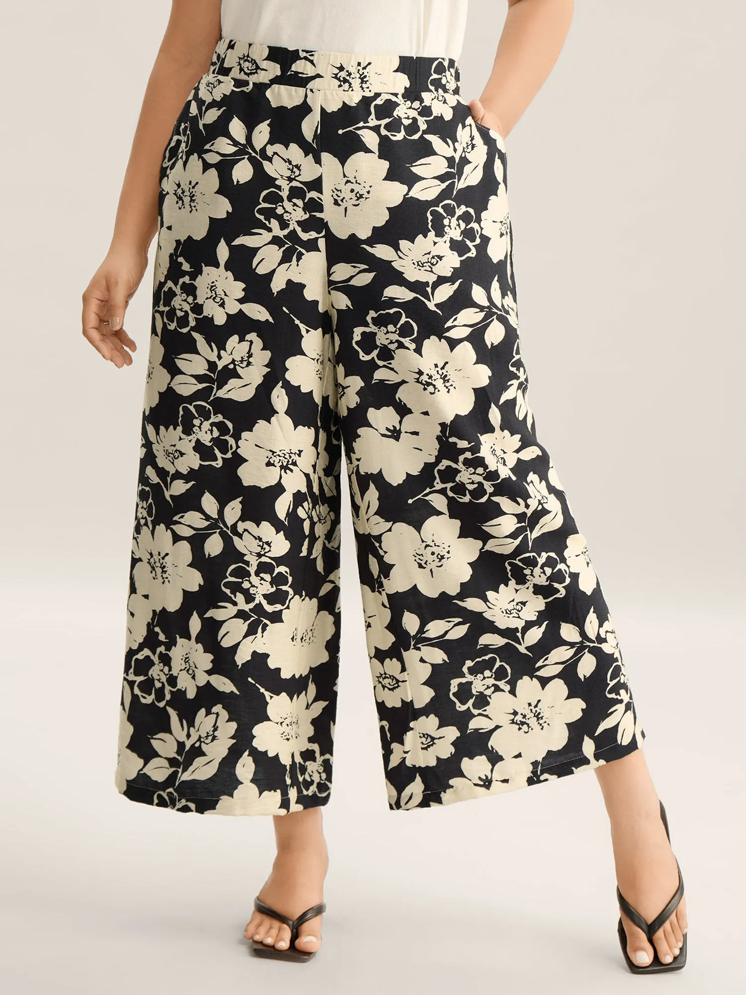 Floral Print Pull-On Wide-Leg Pants sold by Bloomchic
