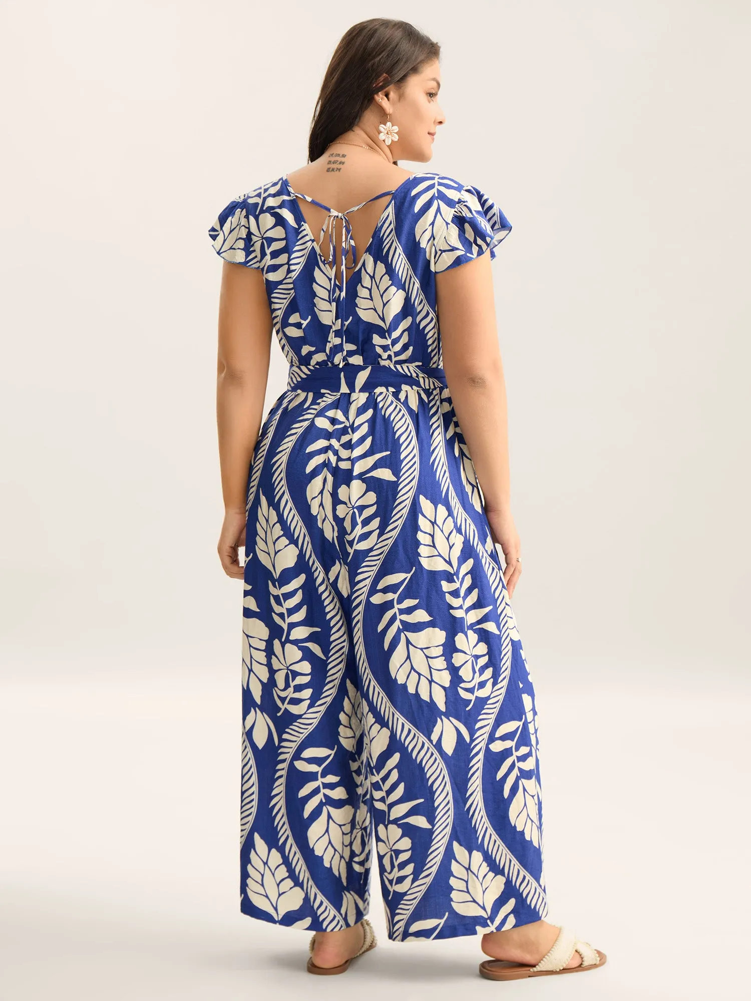 Large Floral Print Pockets Jumpsuit sold by Bloomchic product image thumbnail 4