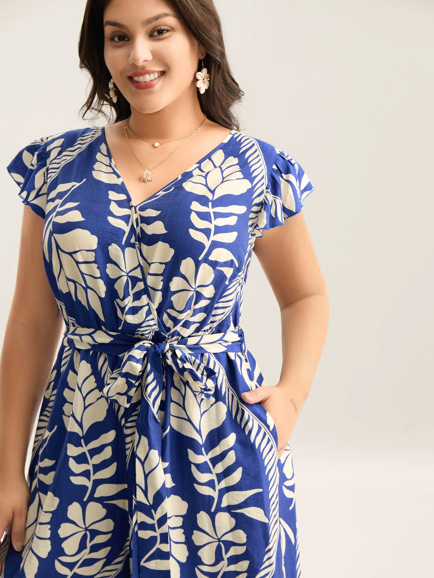 Large Floral Print Pockets Jumpsuit sold by Bloomchic product image thumbnail 2